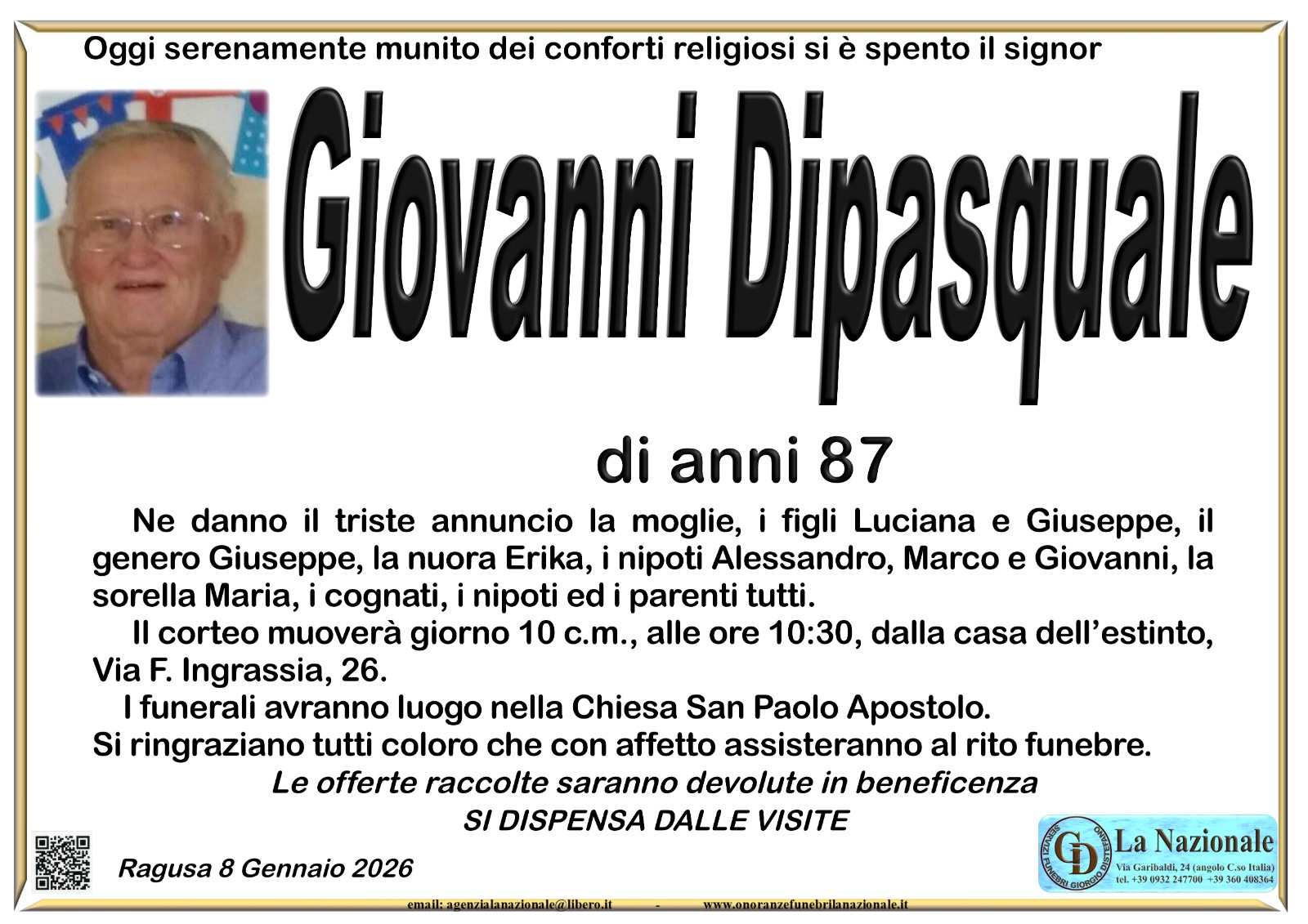 Necrologi: Giovanni Dipasquale