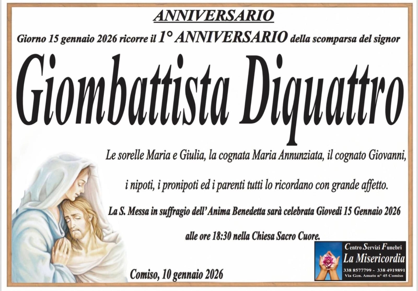 Anniversario: Giombattista Diquattro