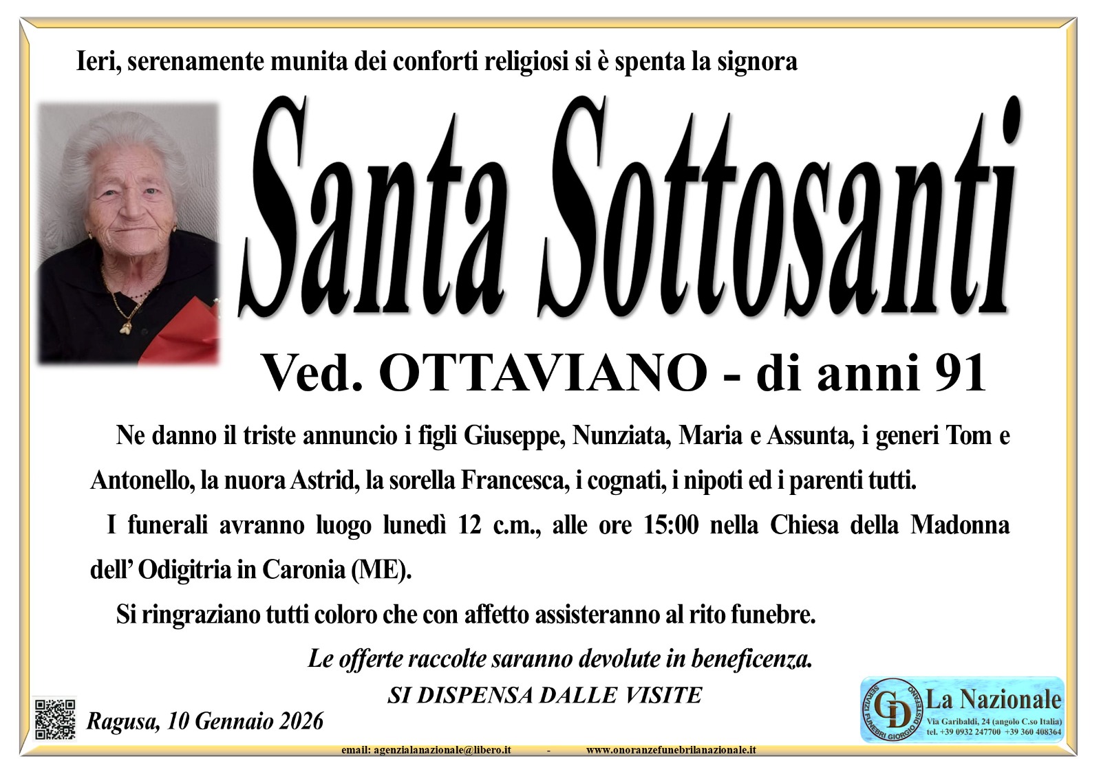 Necrologi: Santa Sottosanti