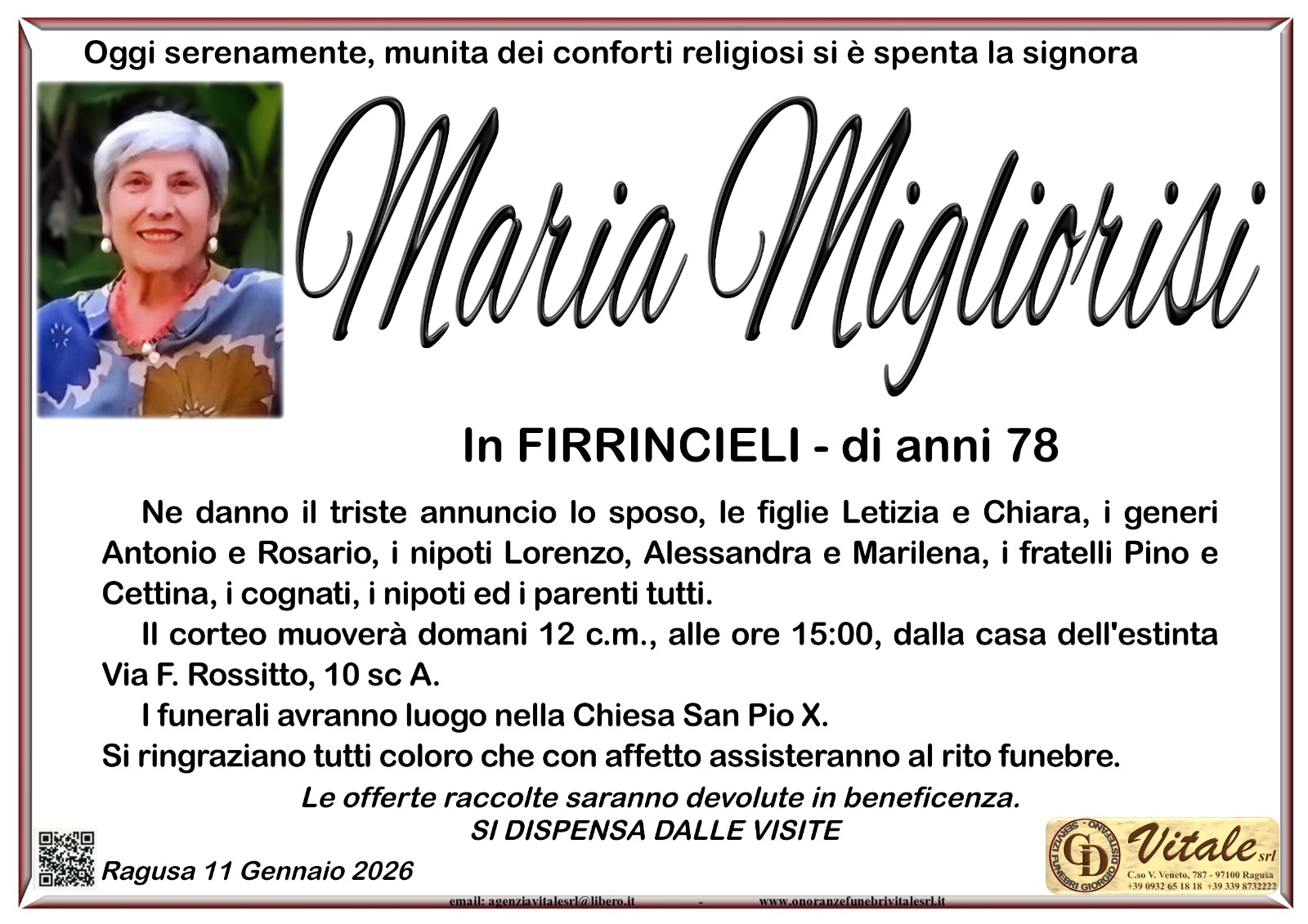 Necrologi: Maria Migliorisi