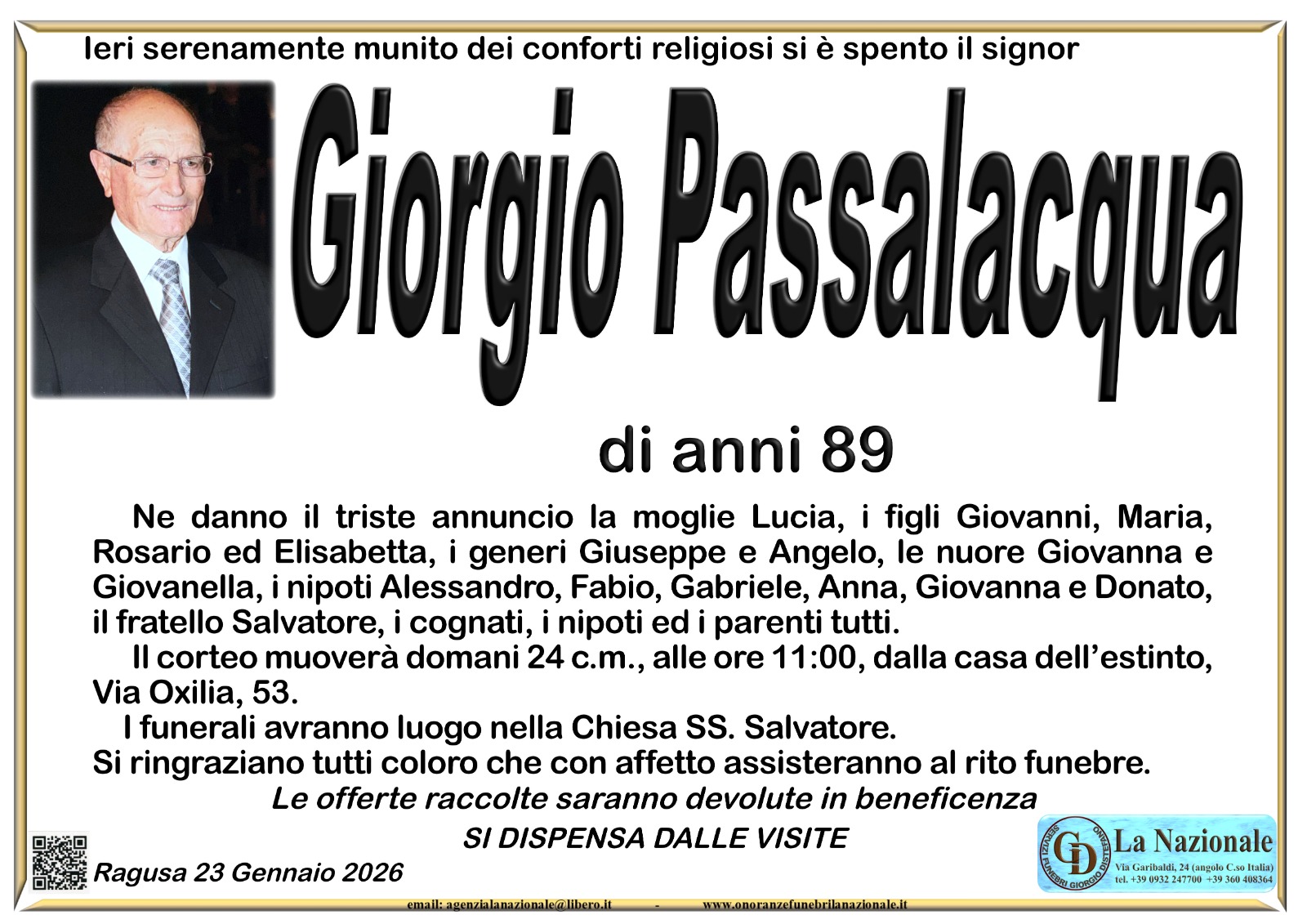 Necrologi: Giorgio Passalacqua