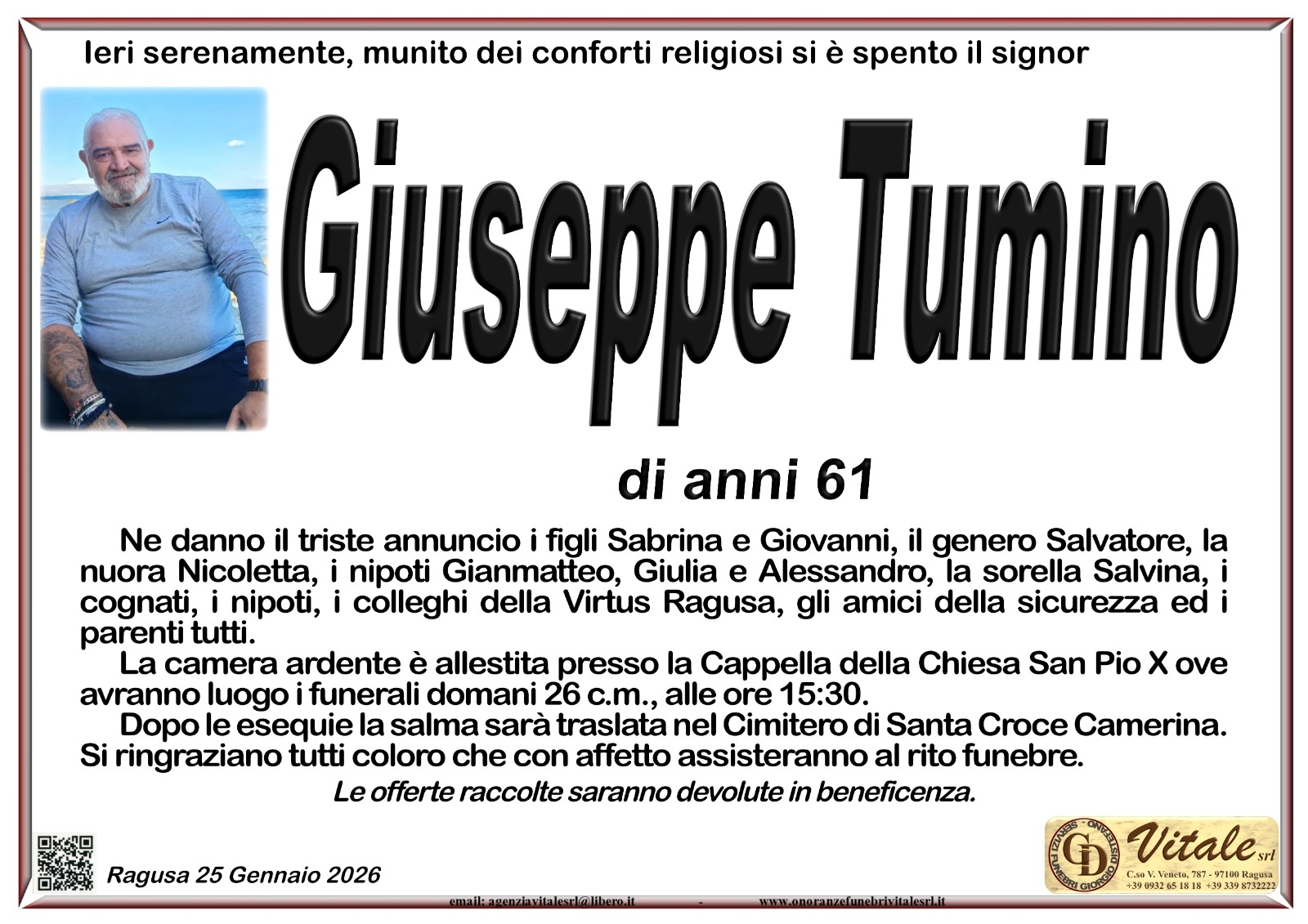 Necrologi: Giuseppe Tumino