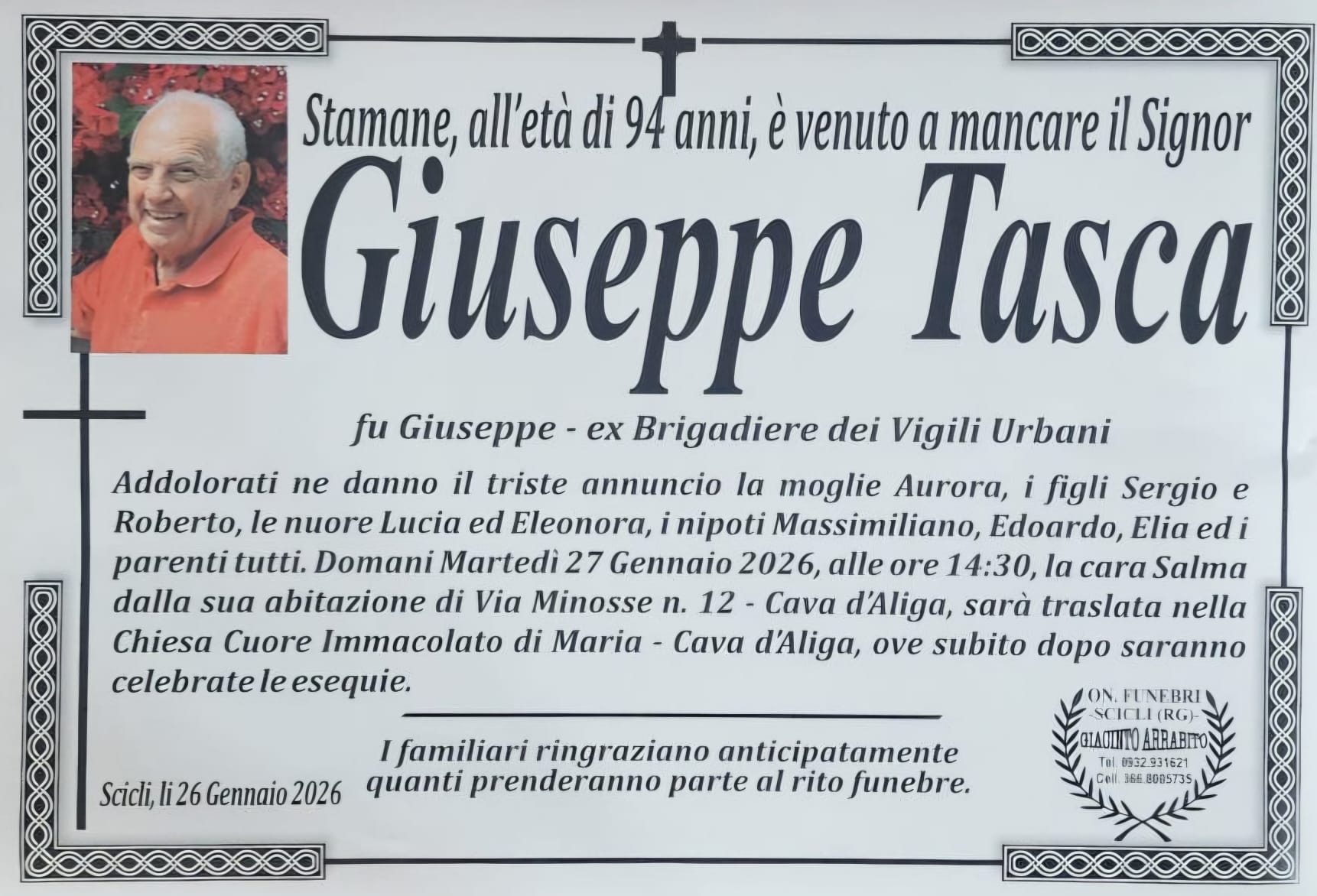 Necrologi: Giuseppe Tasca