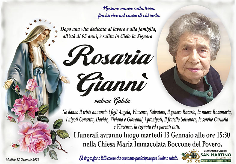Necrologi: Rosaria Giannì