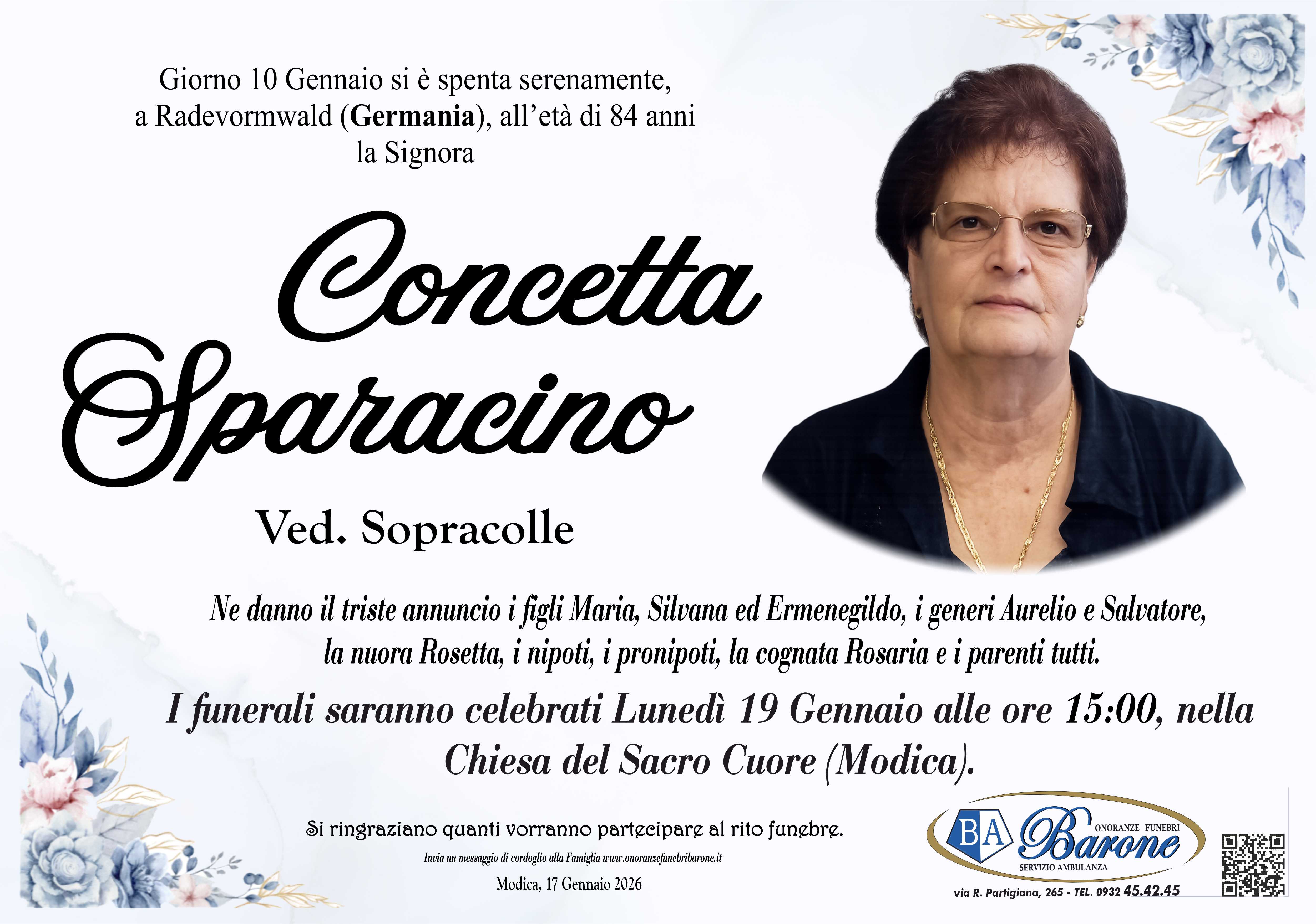 Necrologi: Concetta Sparacino