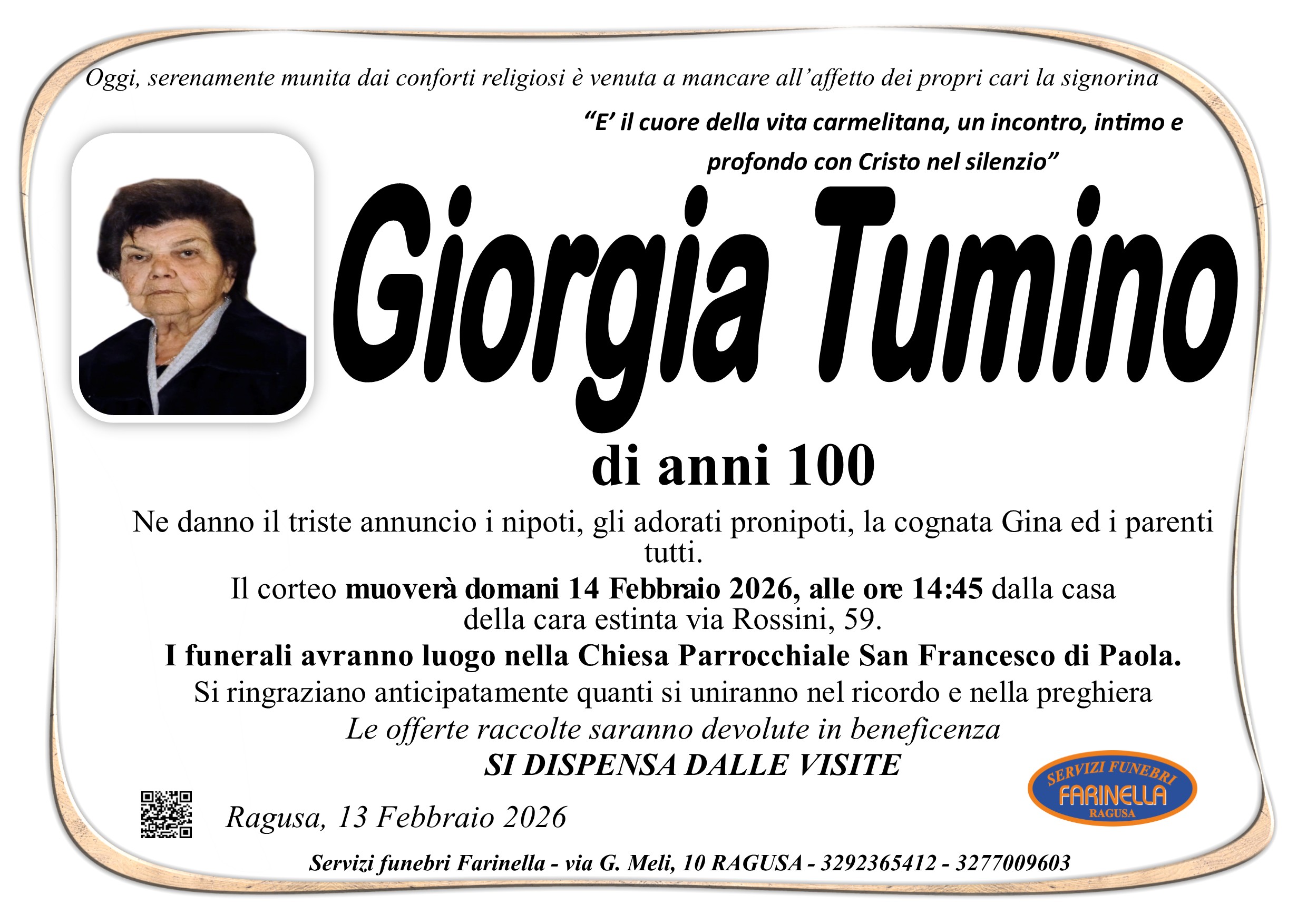 Necrologi: Giovanna Tumino