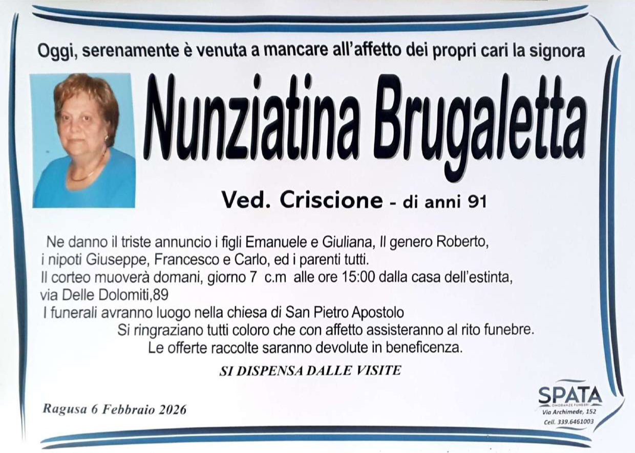 Necrologi: Nunziatina Brugaletta