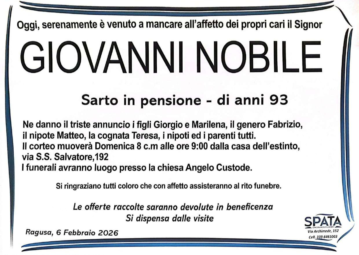 Necrologi: Giovanni Nobile