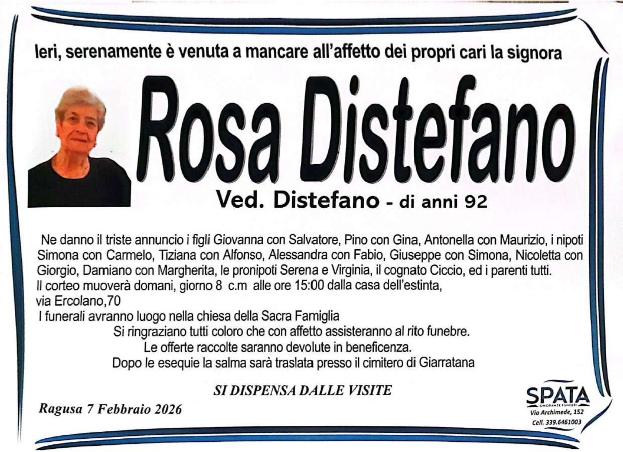 Necrologi: Rosa Distefano