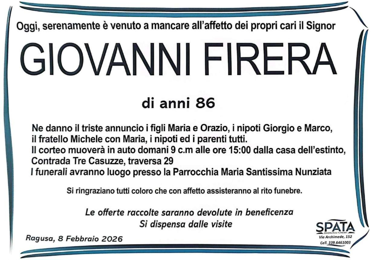 Necrologi: Giovanni Firera