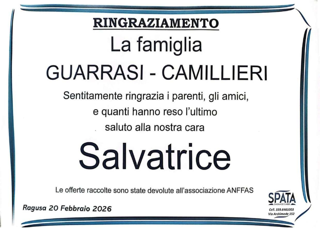 Ringraziamento: famiglia Guarrasi-Camillieri