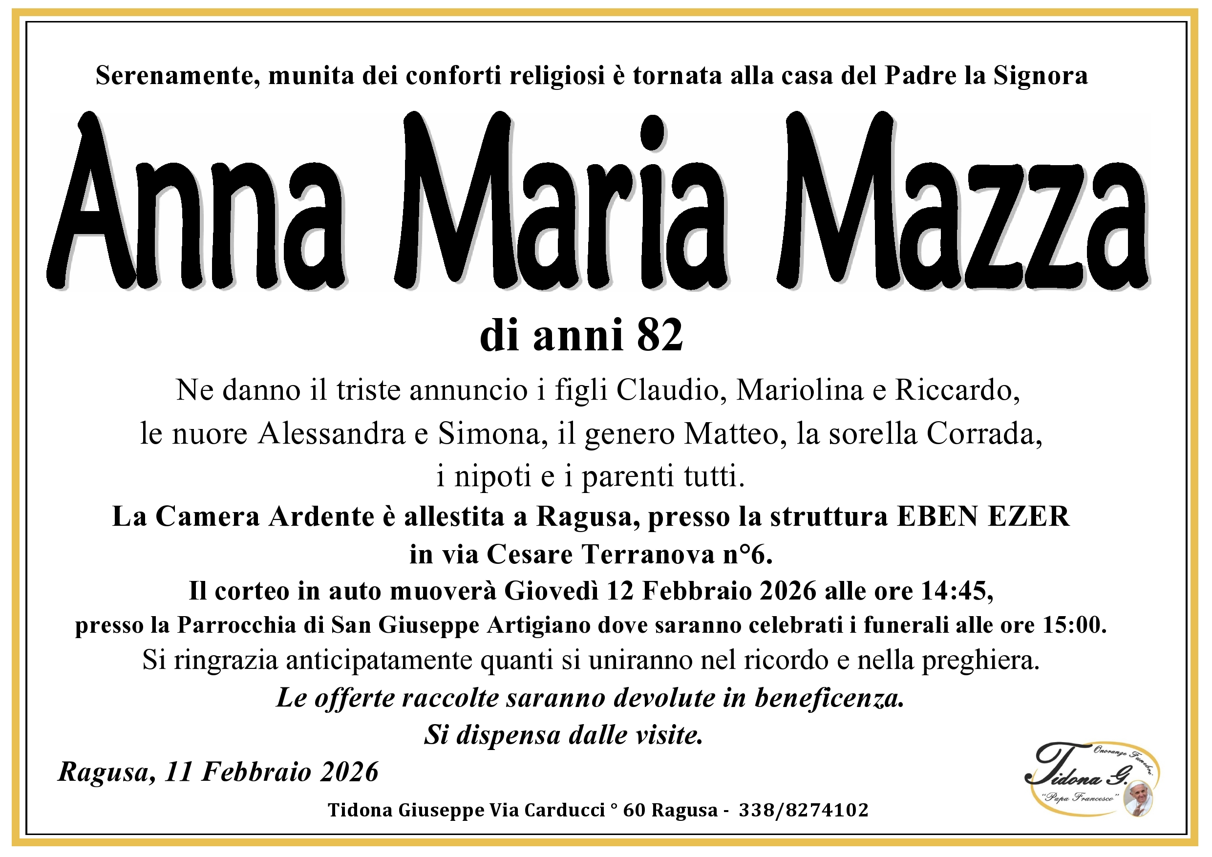 Necrologi: Anna Maria Mazza