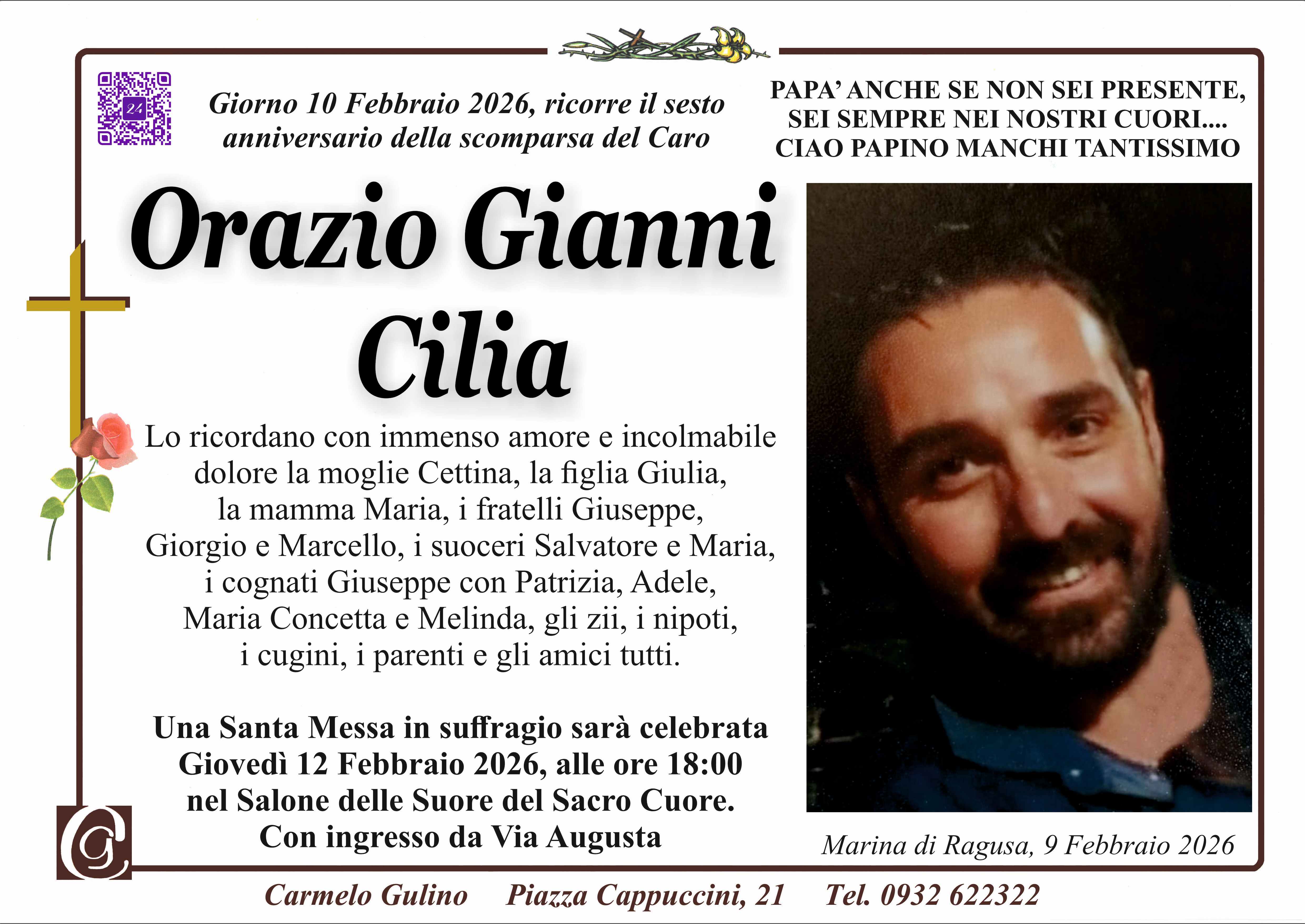 Anniversario: Orazio Gianni Cilia