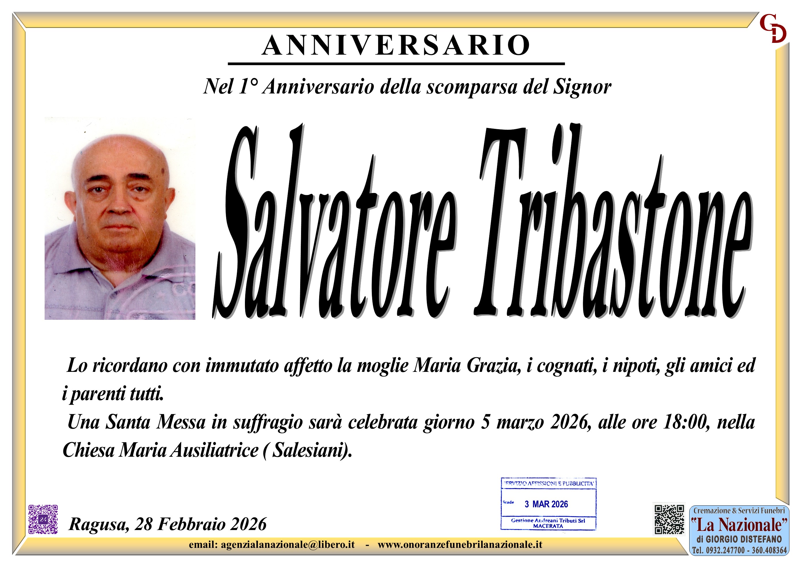 Anniversario: Salvatore Tribastone