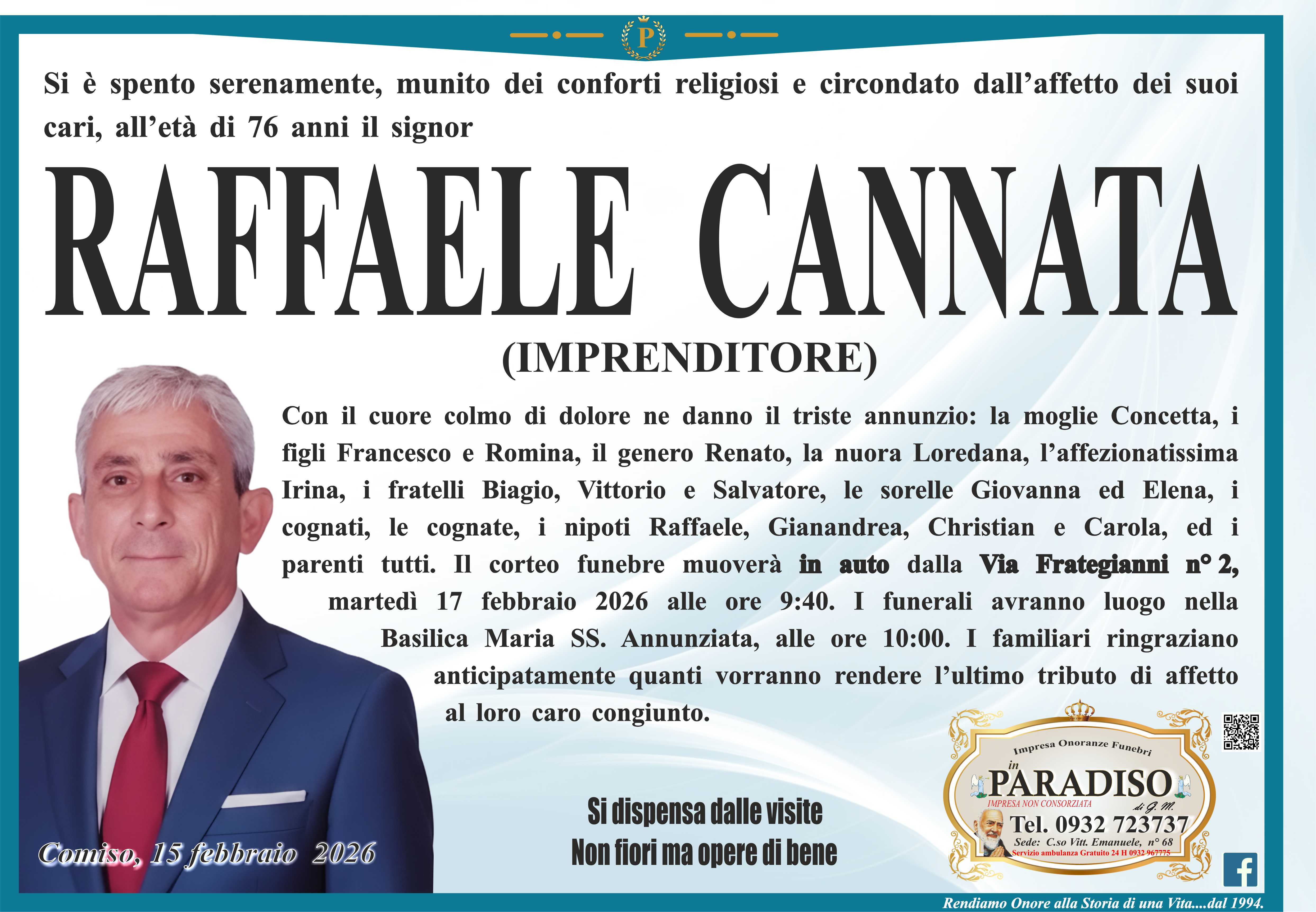 Necrologi: Raffaele Cannata