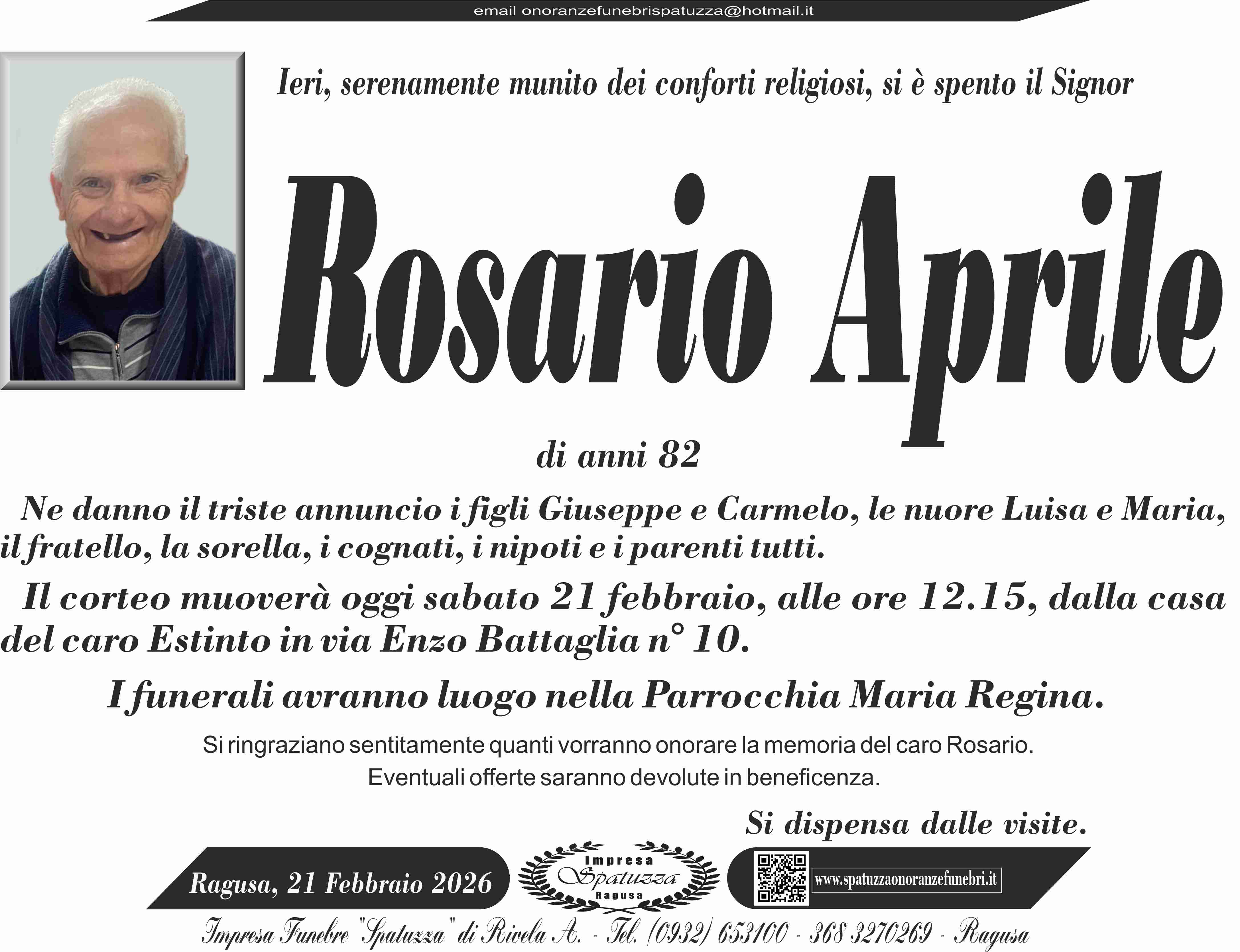 Necrologi: Rosario Aprile