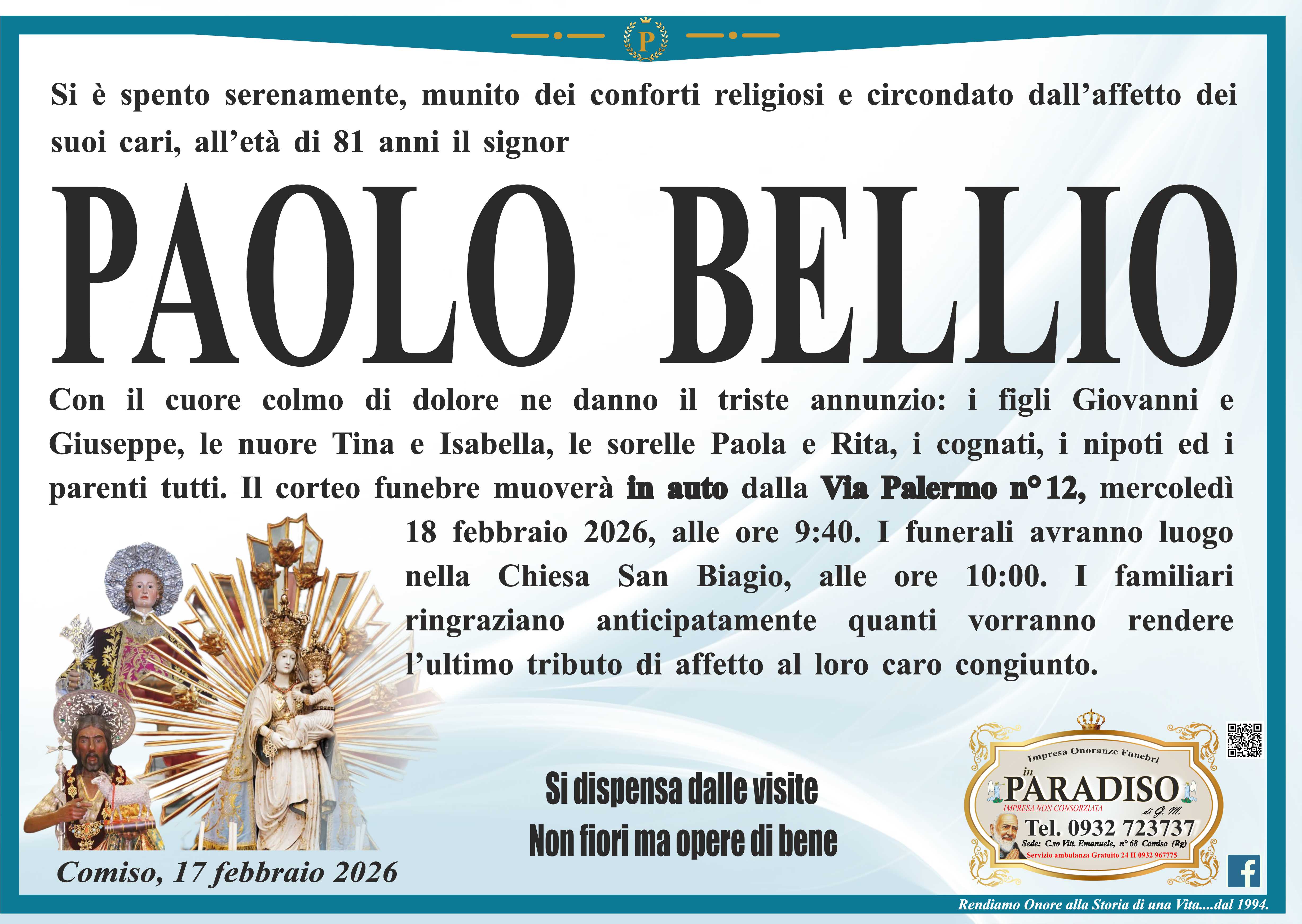 Necrologi: Paolo Bellio