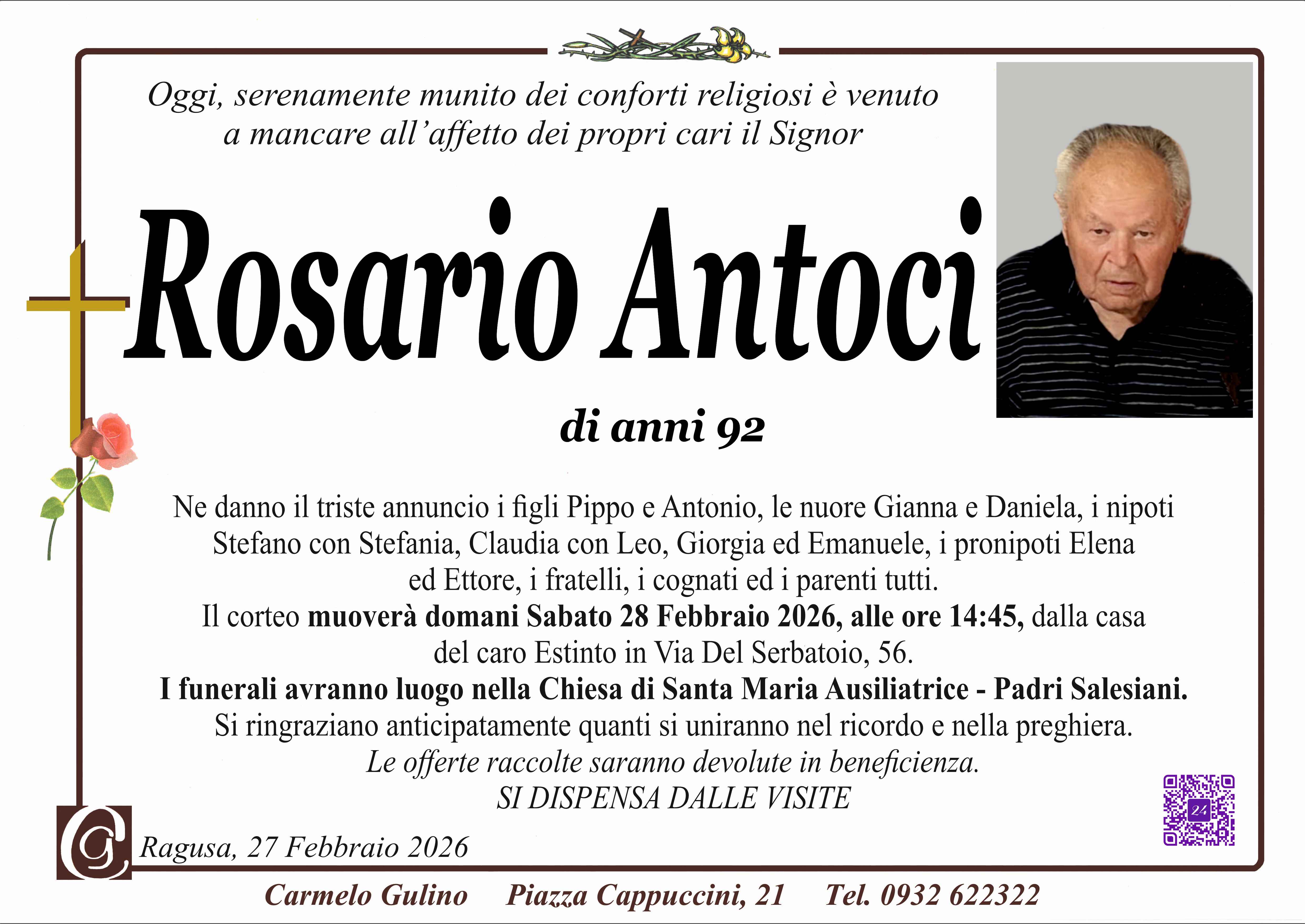 Necrologi: Rosario Antoci