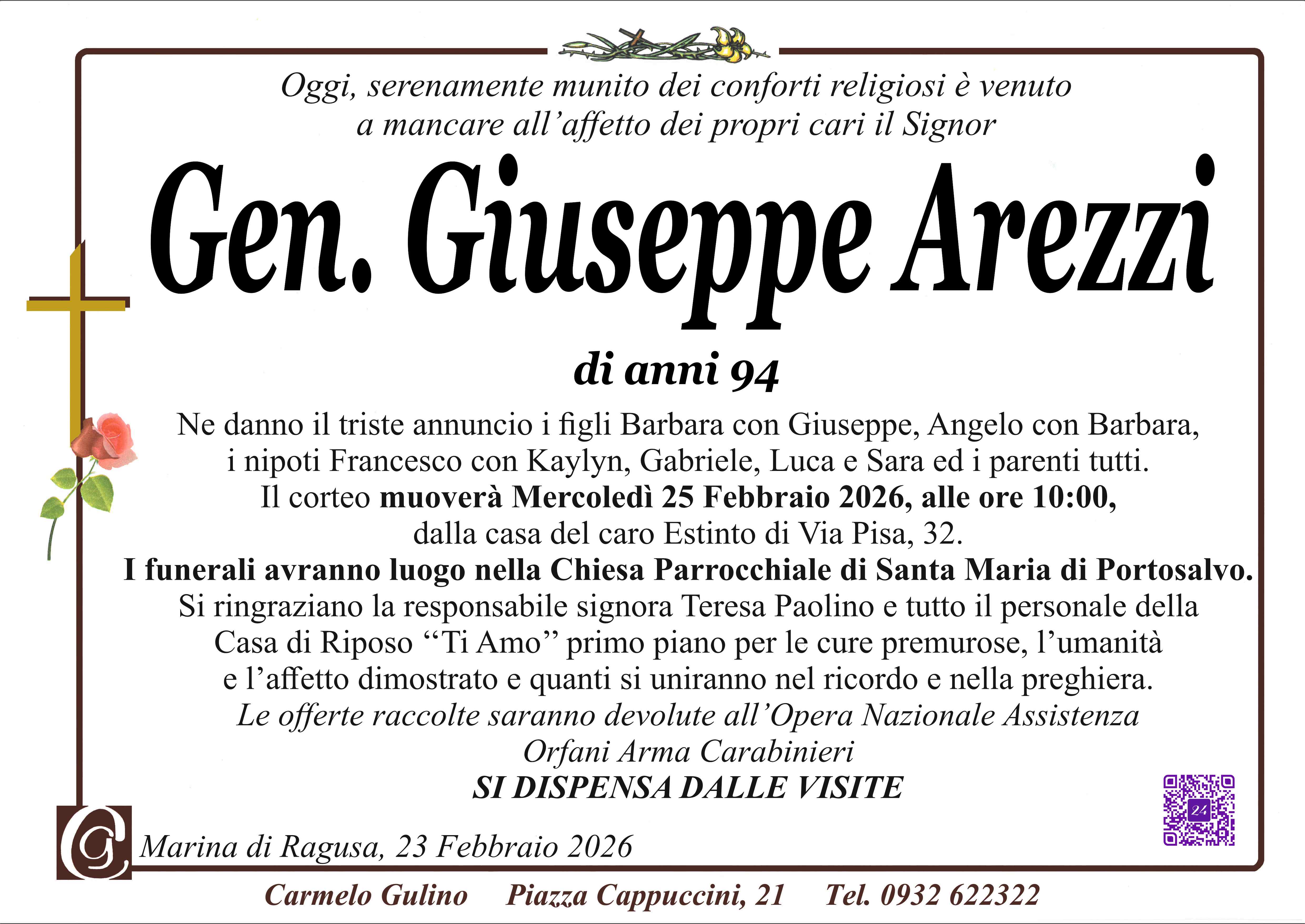 Necrologi: Giuseppe Arezzi