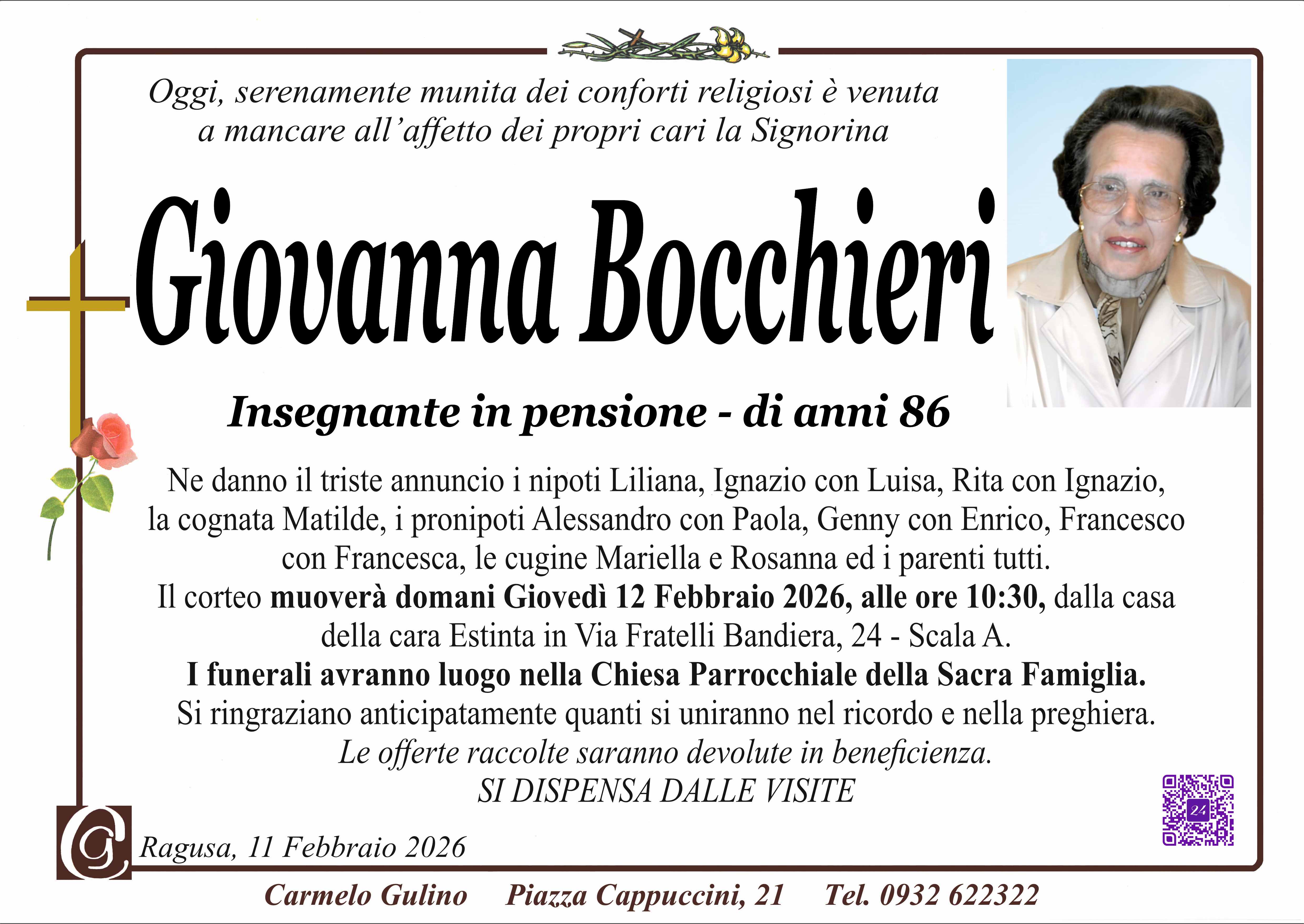 Necrologi: Giovanna Bocchieri