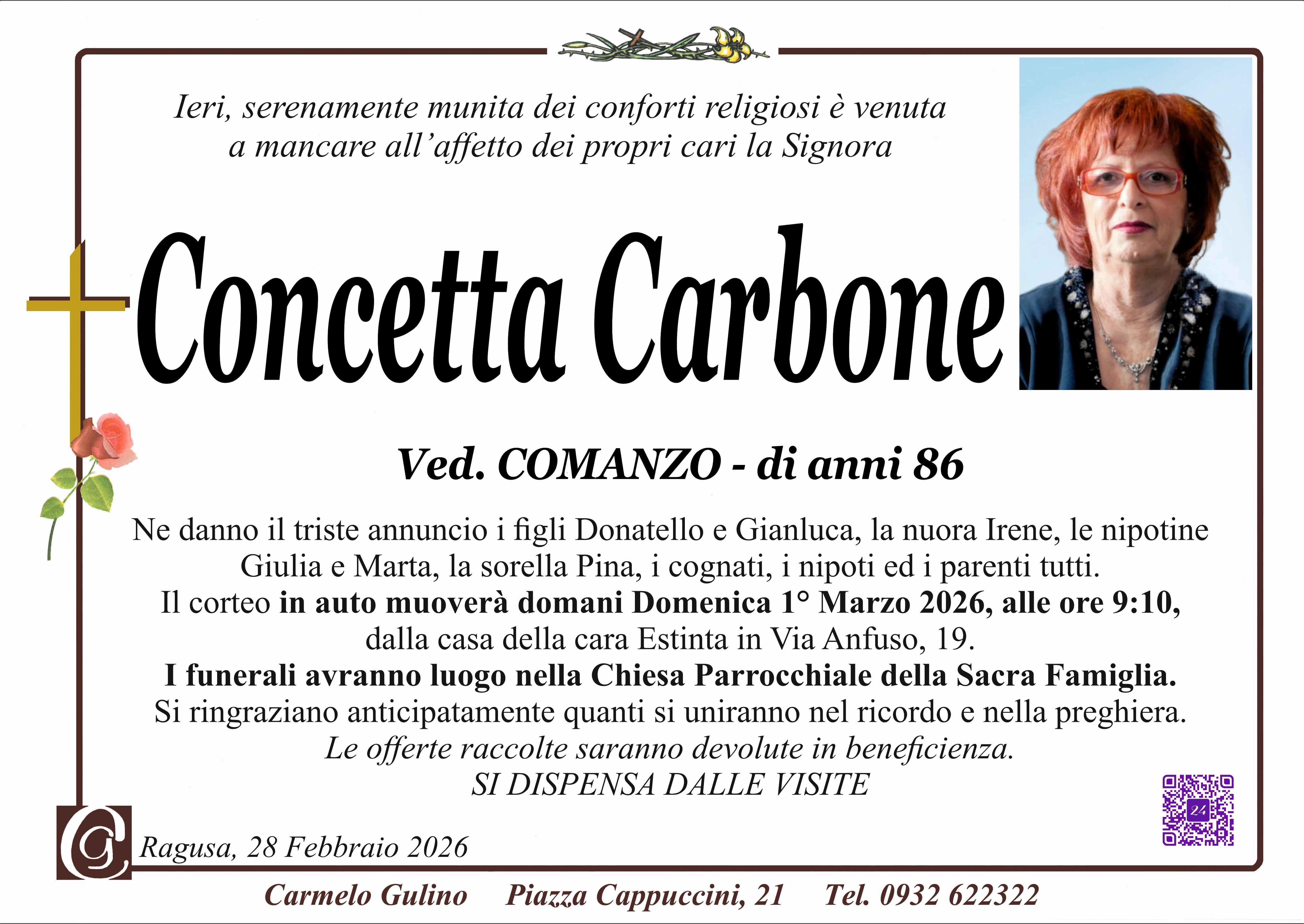 Necrologi: Concetta Carbone