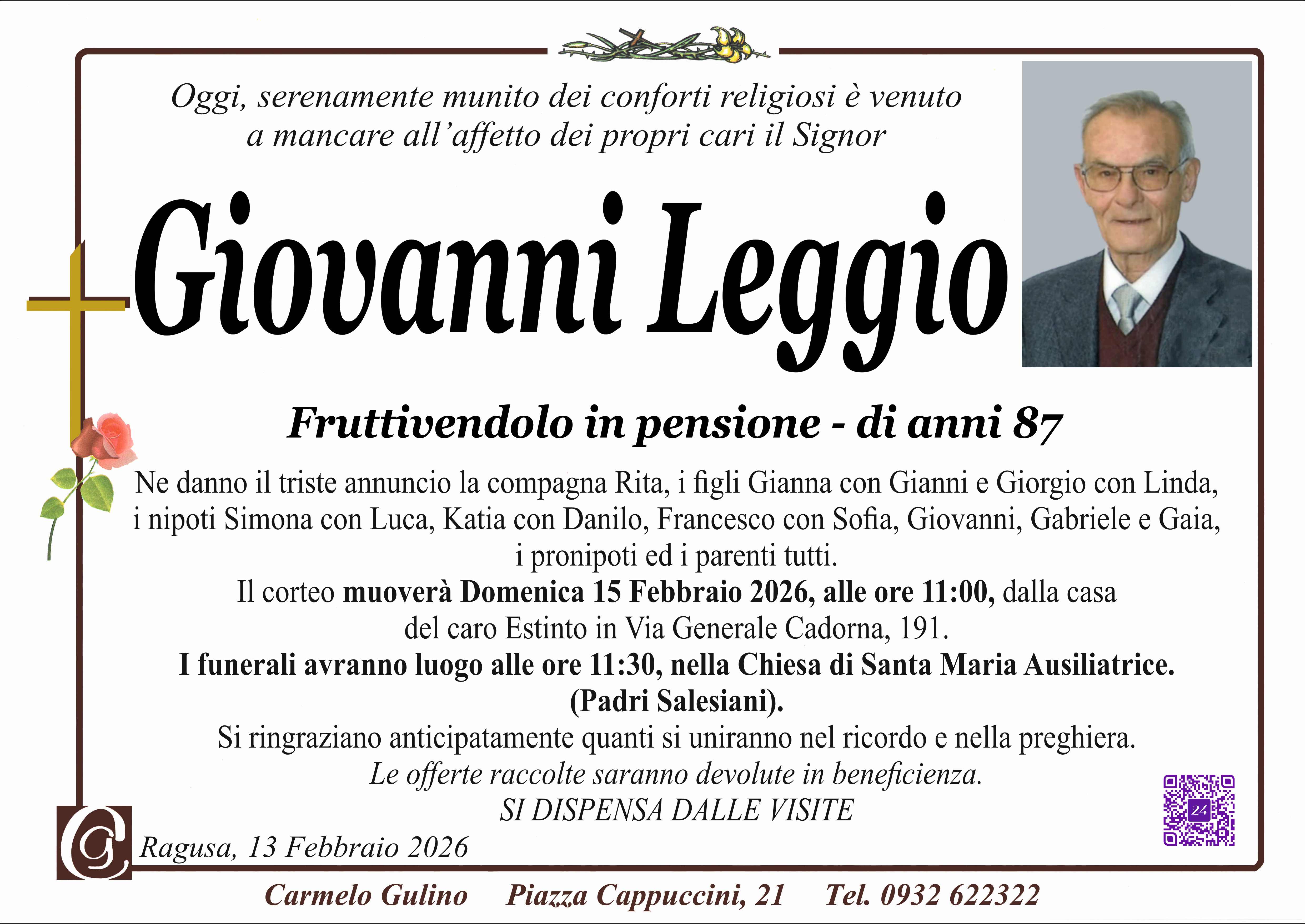 Necrologi: Giovanni Leggio