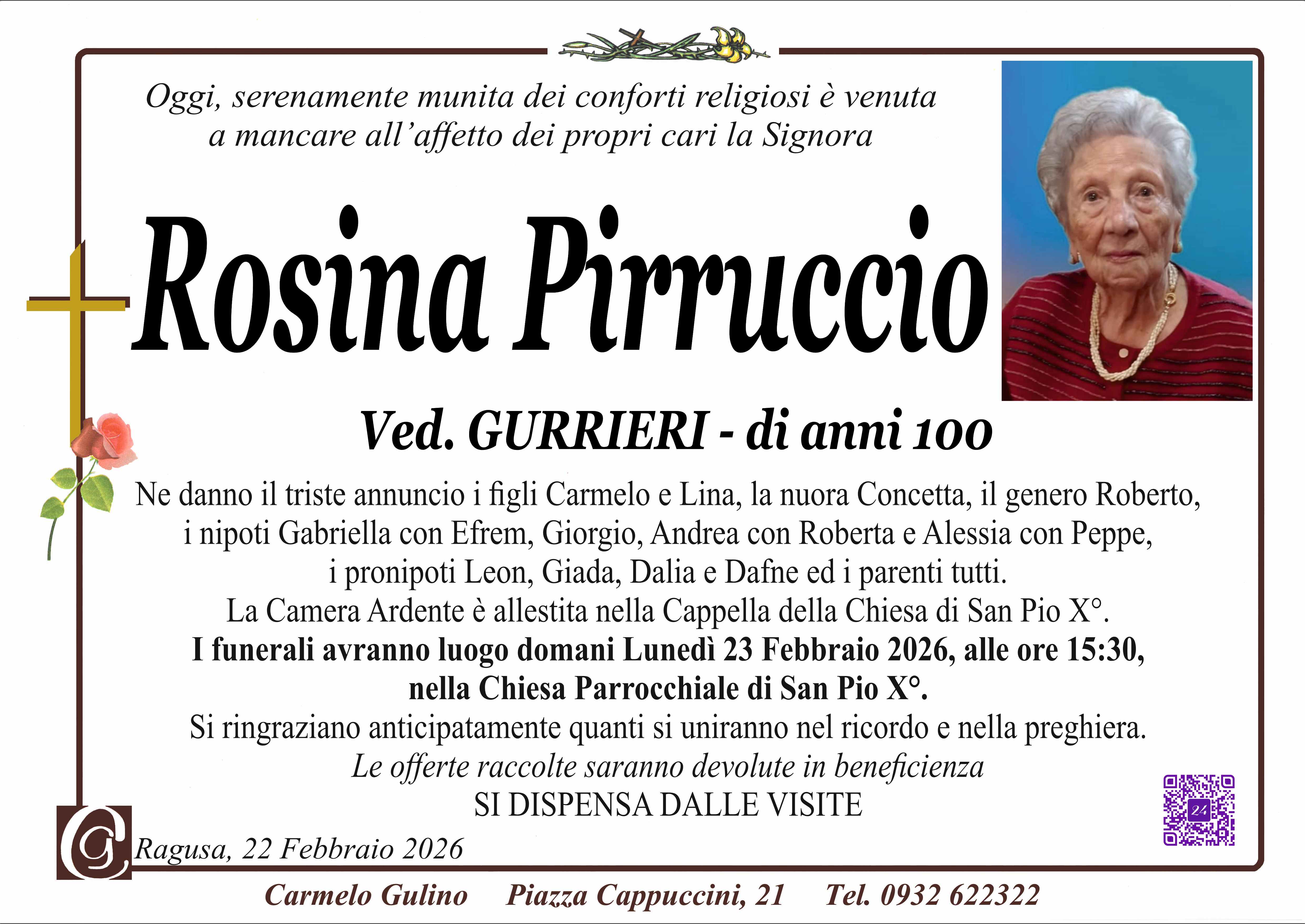 Necrologi: Rosina Pirruccio
