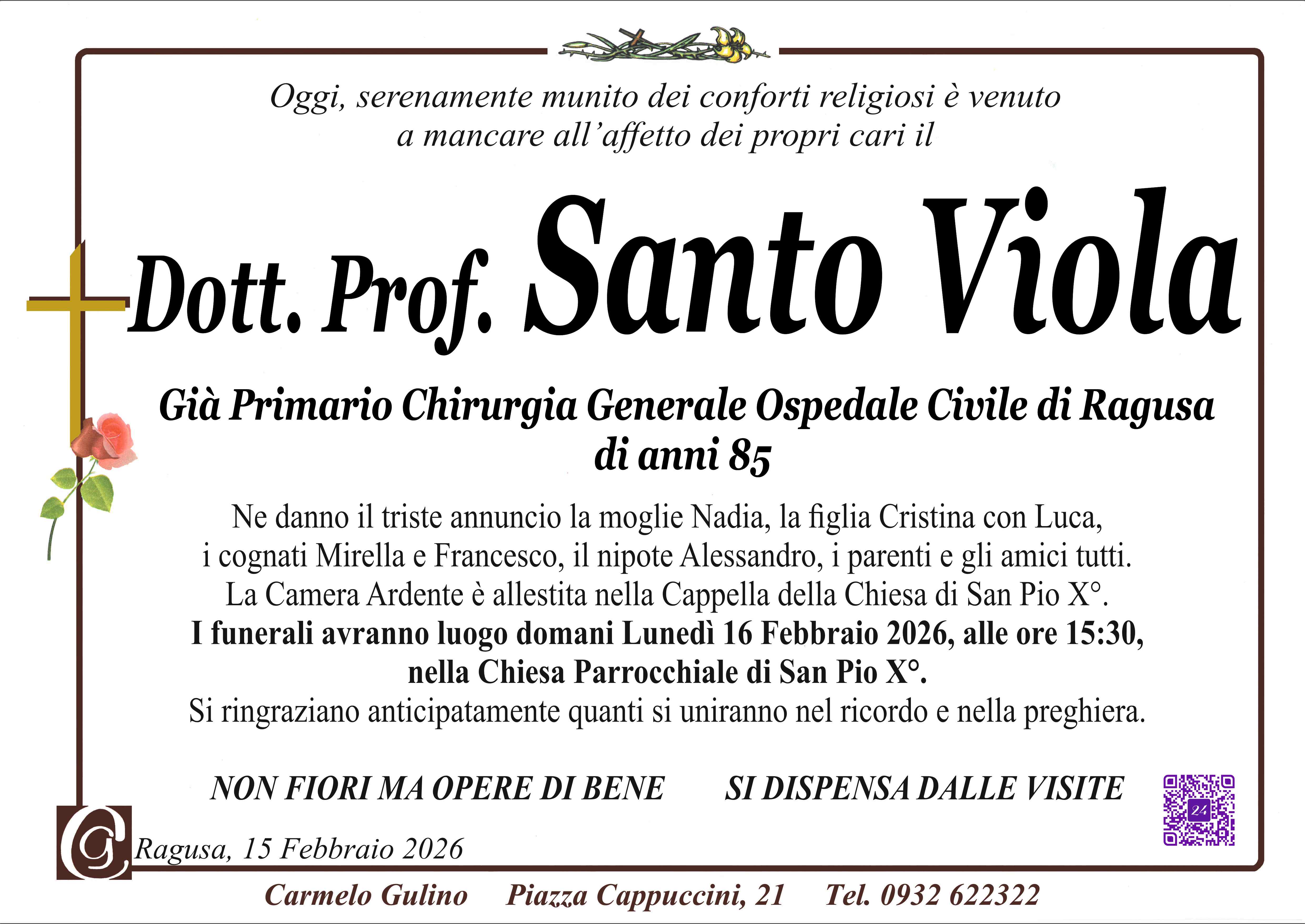 Necrologi: dott. Santo Viola