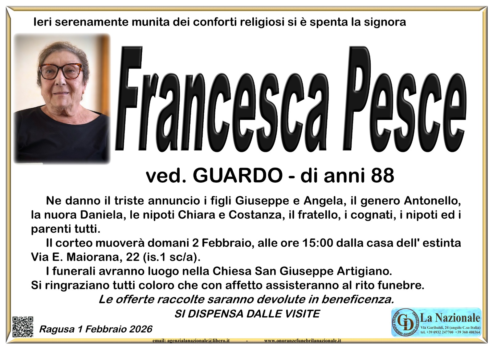 Necrologi: Francesca Pesce