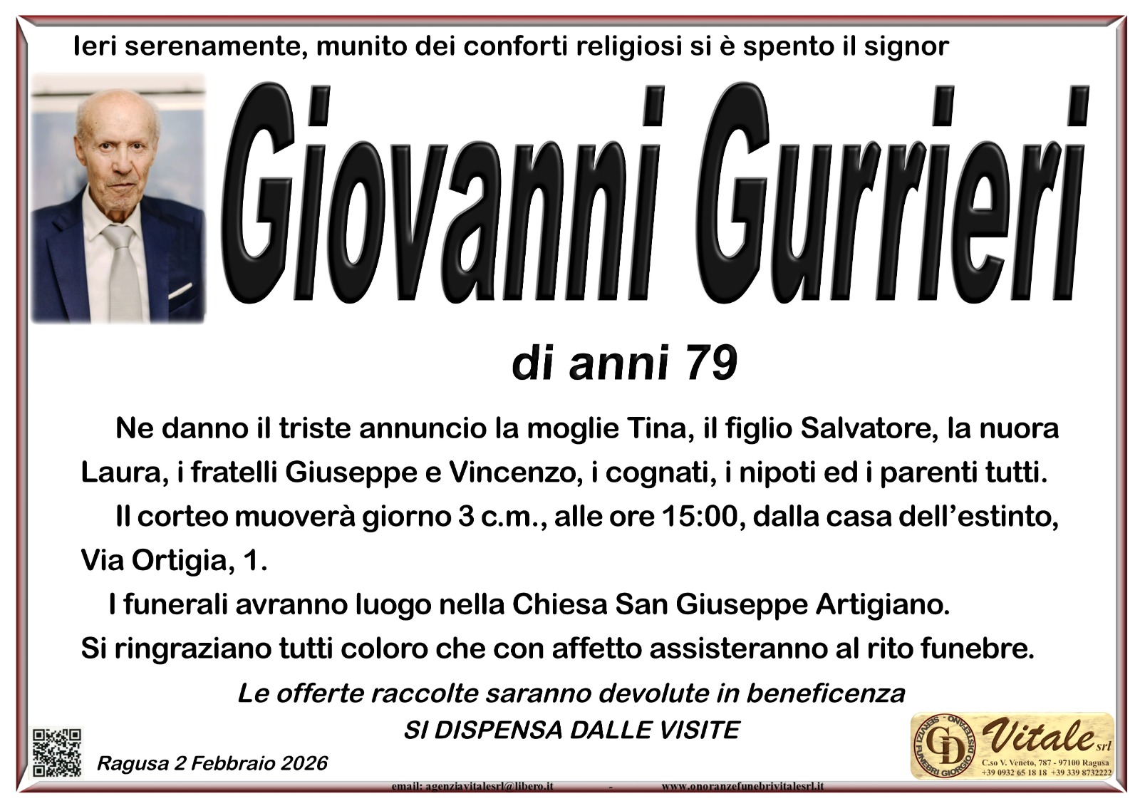 Necrologi: Giovanni Gurrieri
