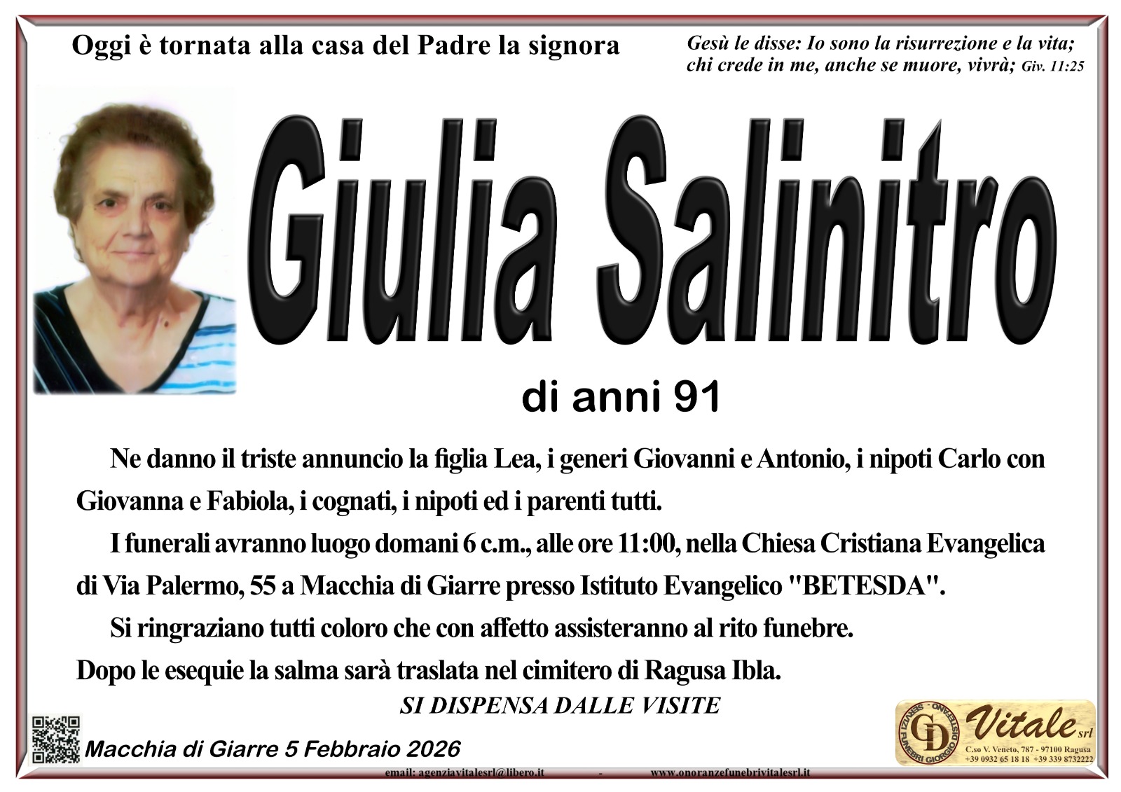 Necrologi: Giulia Salinitro