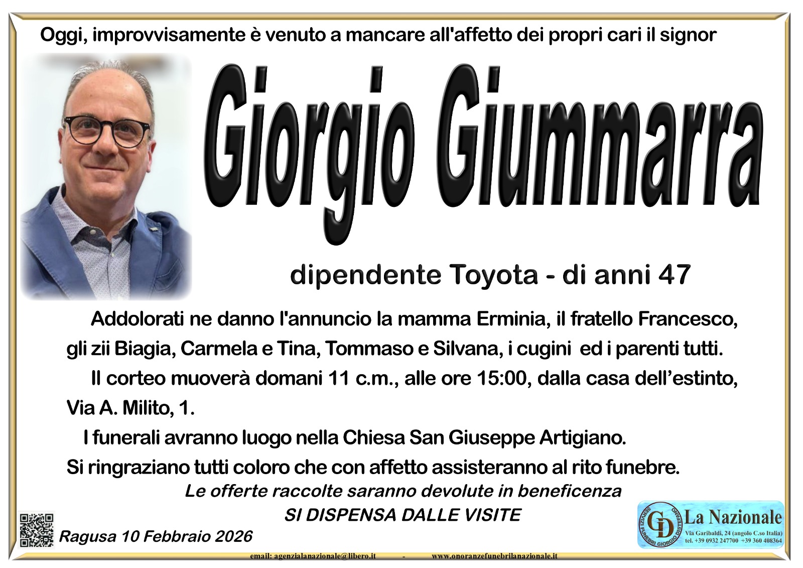 Necrologi: Giorgio Giummarra