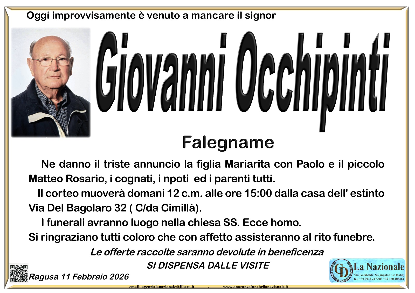 Necrologi: Giovanni Occhipinti