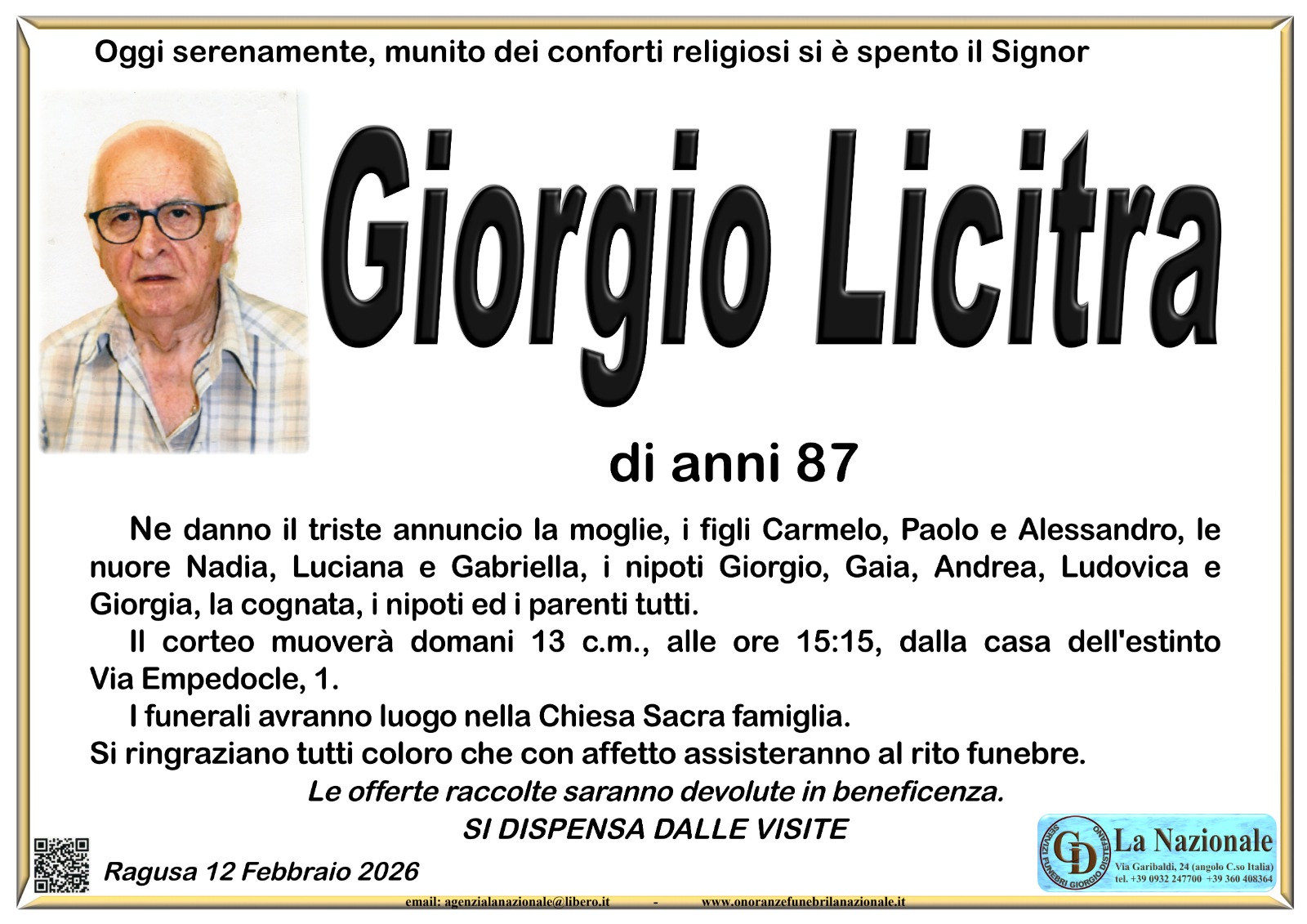 Necrologi: Giorgio Licitra