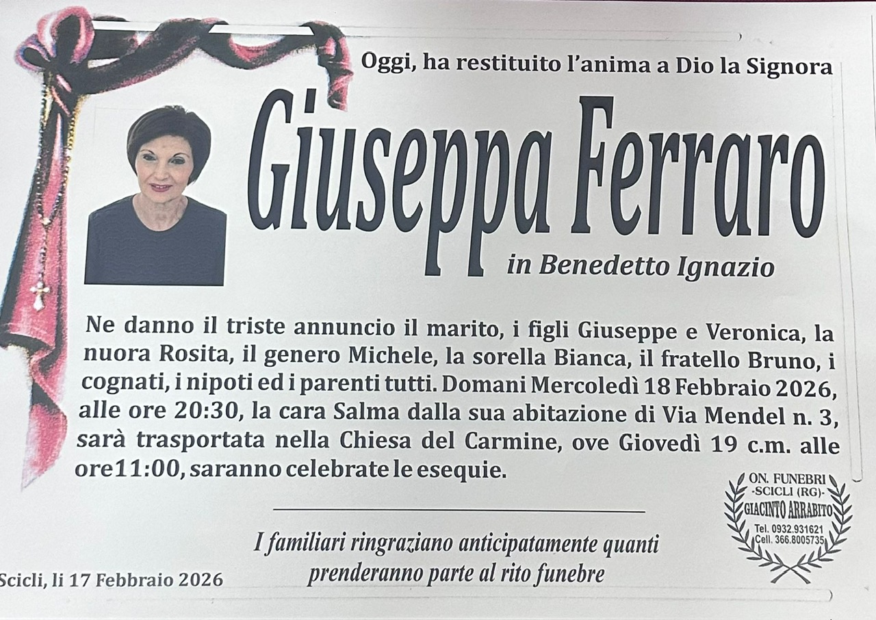 Necrologi: Giuseppa Ferraro