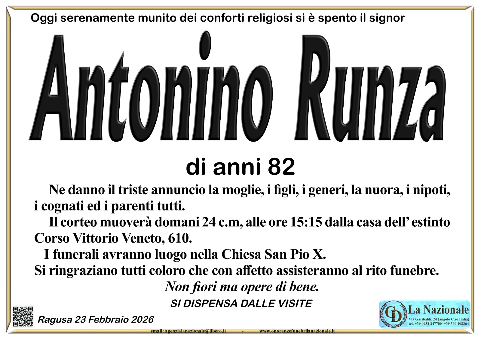 Necrologi: Antonino Runza