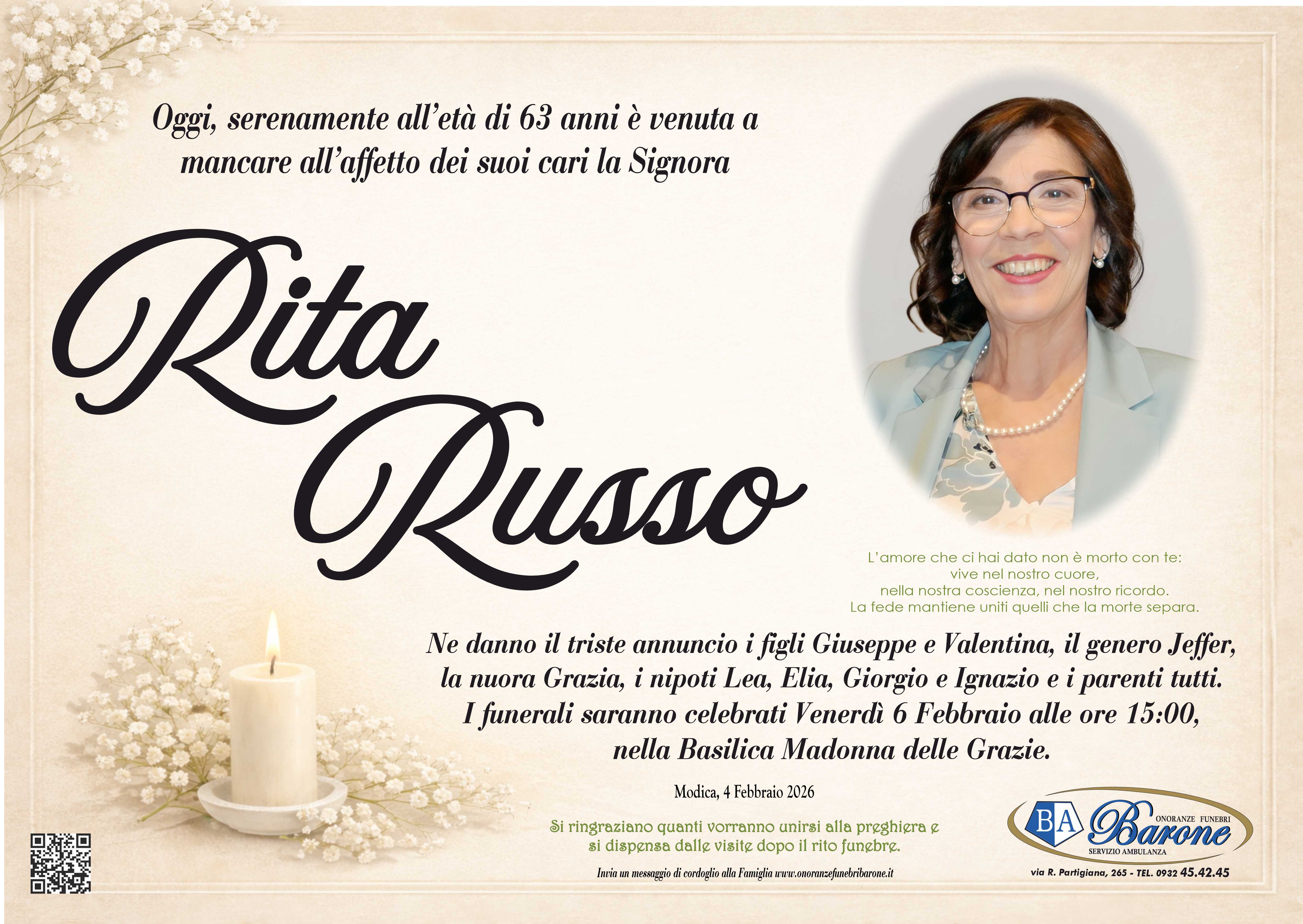 Necrologi: Rita Russo