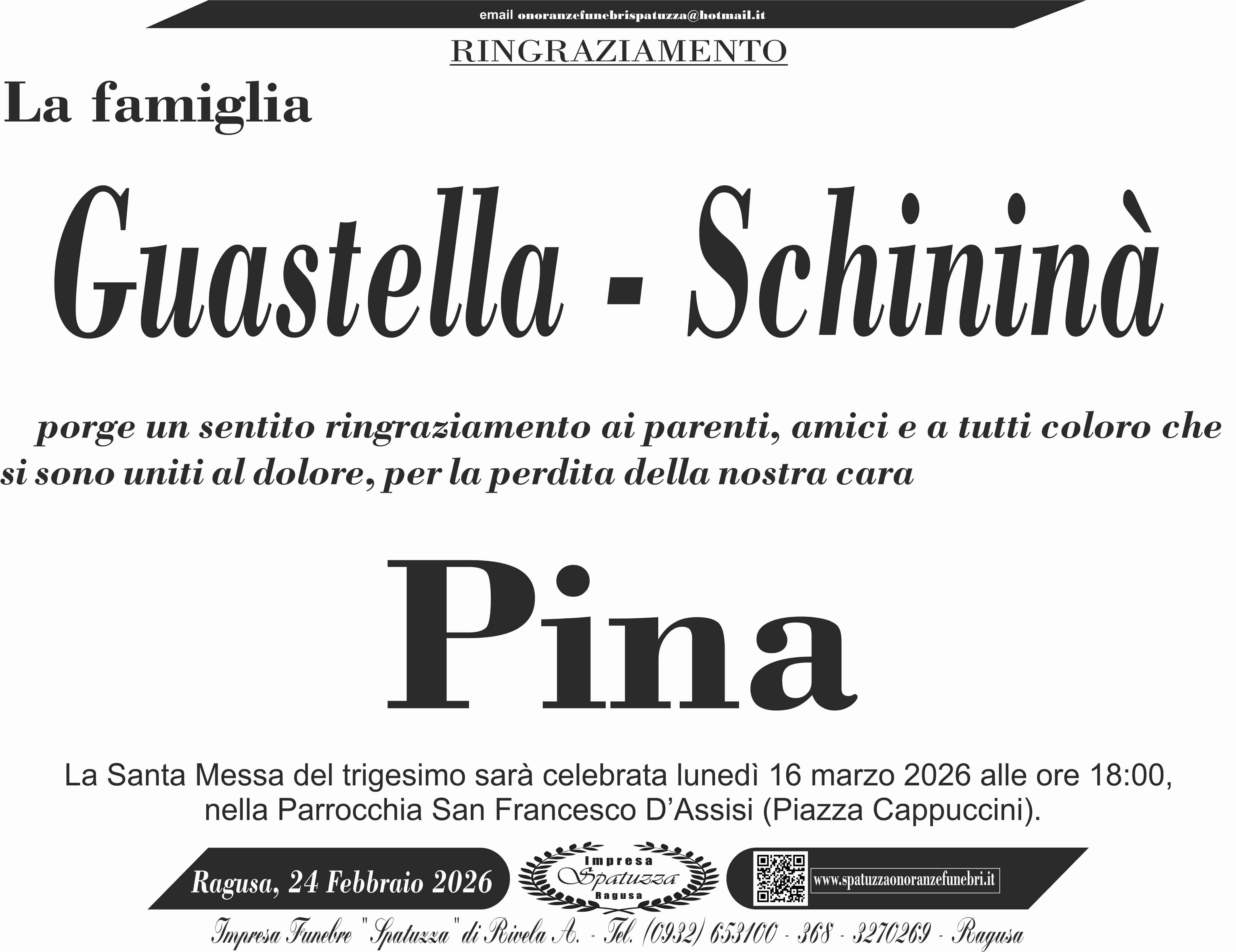 Ringraziamento: famiglia Guastella-Schininà
