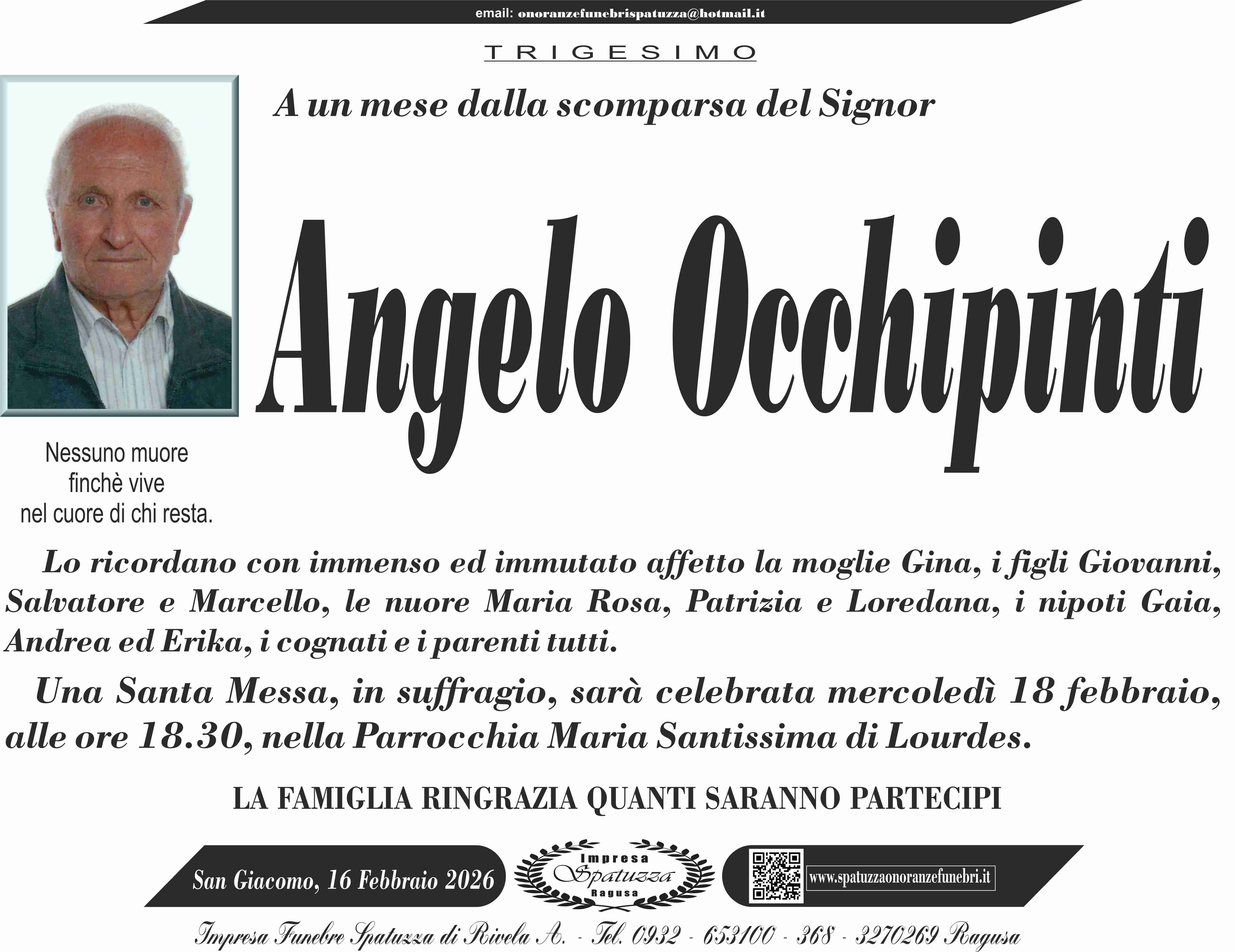 Trigesimo: Angelo Occhipinti