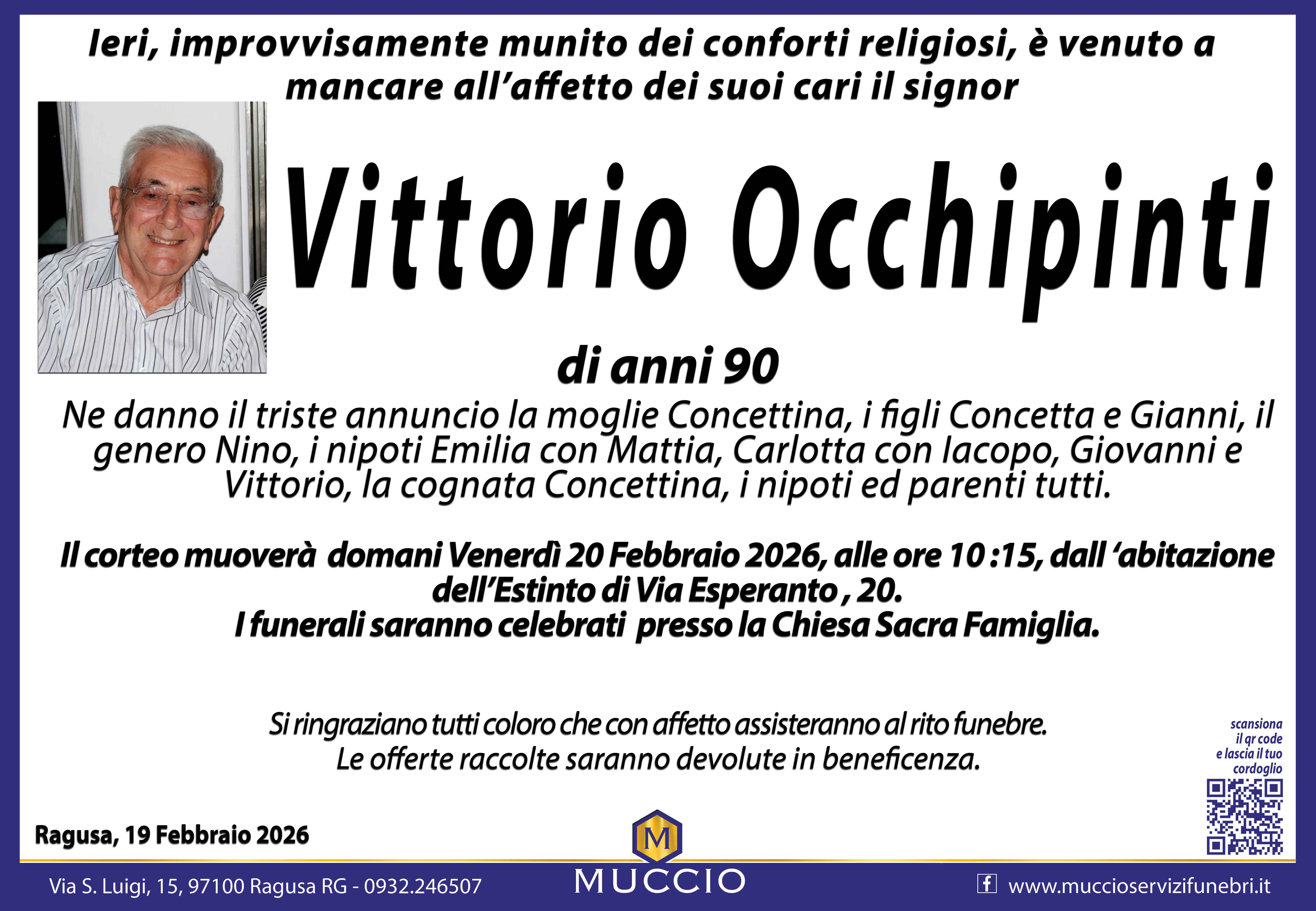 Necrologi: Vittorio Occhipinti