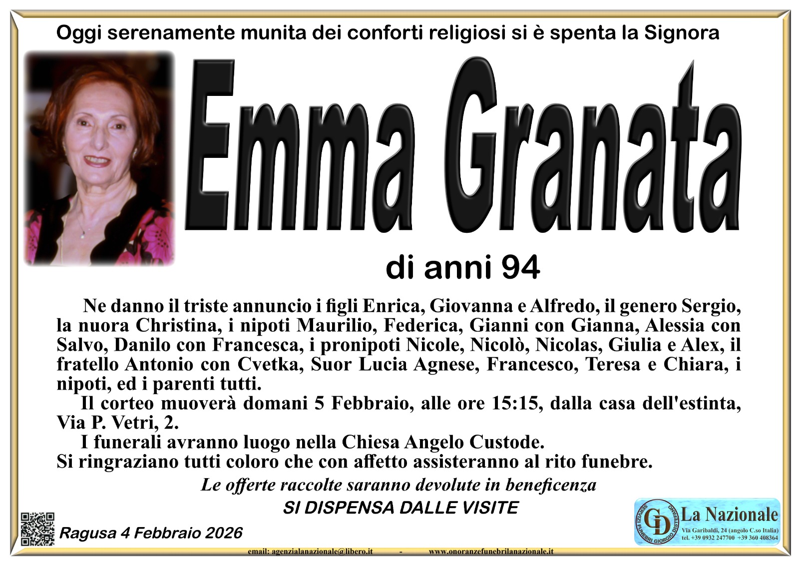 Necrologi: Emma Granata