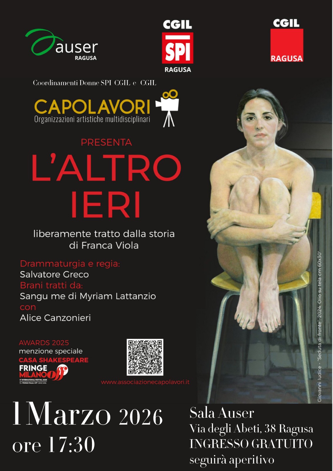“L’Altro Ieri” approda a Ragusa: il teatro civile che racconta il coraggio di Franca Viola