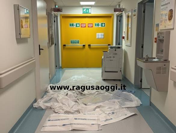 Allagamento nei corridoi dell’ospedale di Ragusa: intervento urgente dei Vigili del Fuoco