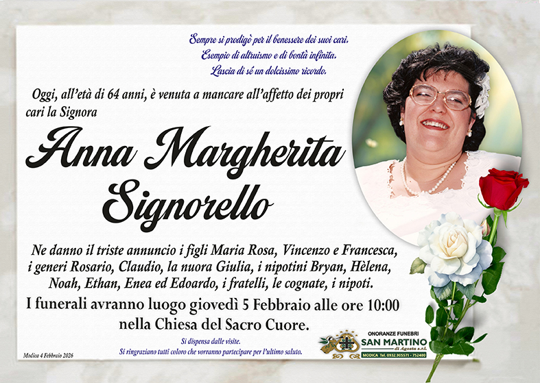 Necrologi: Anna Margherita Signorello
