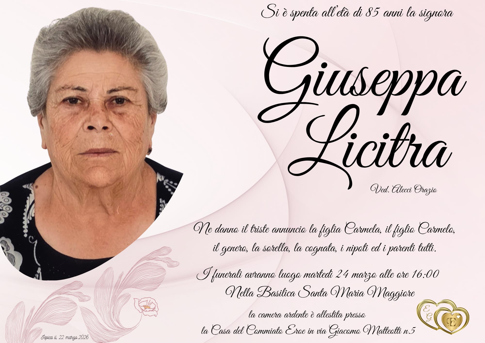Necrologi: Giuseppa Licitra