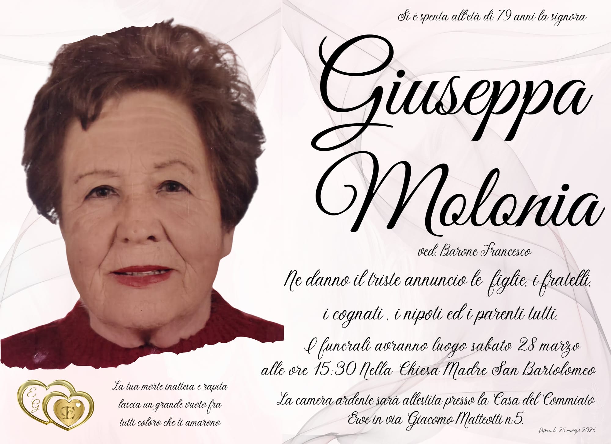 Necrologi: Giuseppa Malania