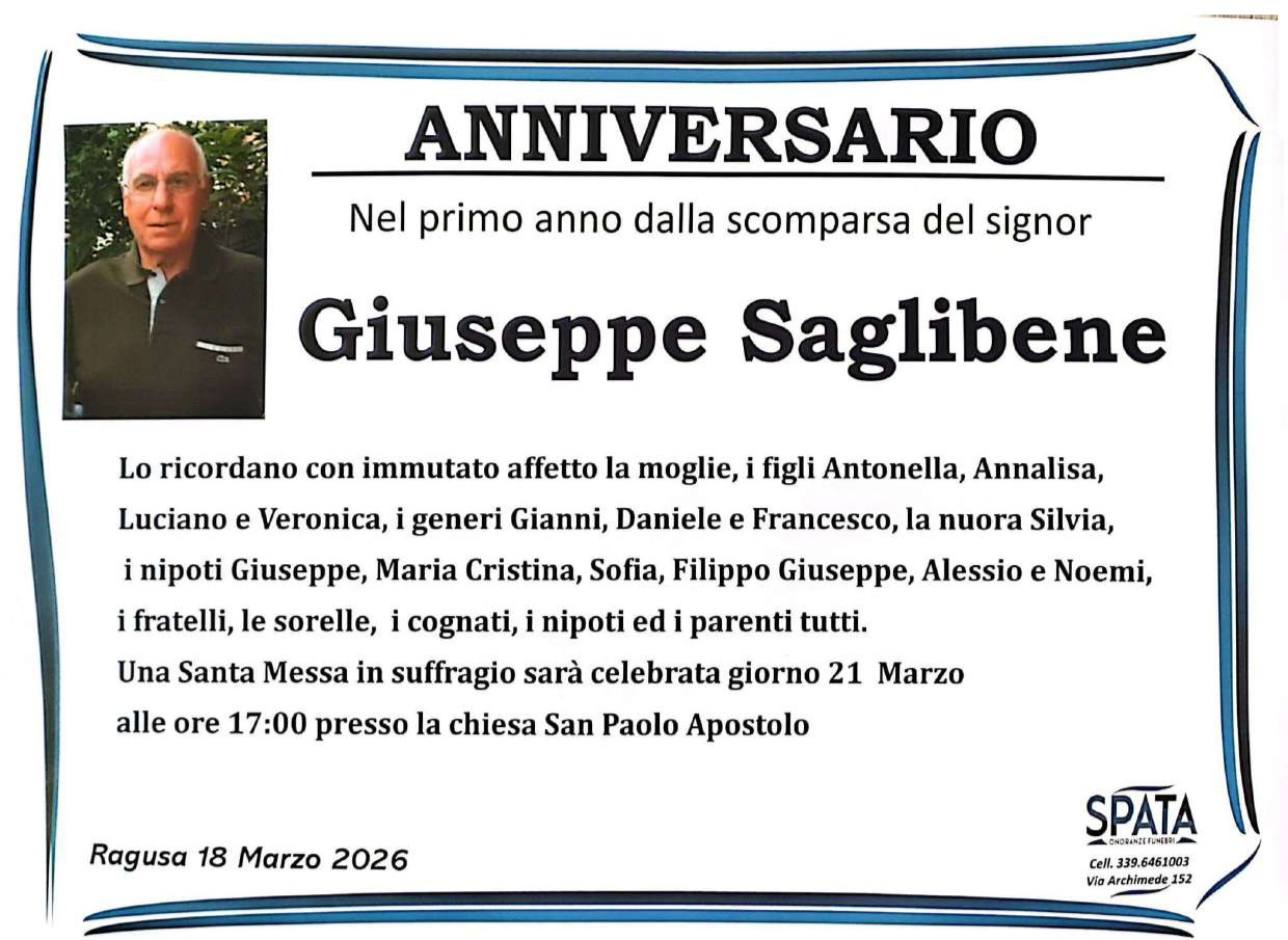 Anniversario: Giuseppe Saglibene