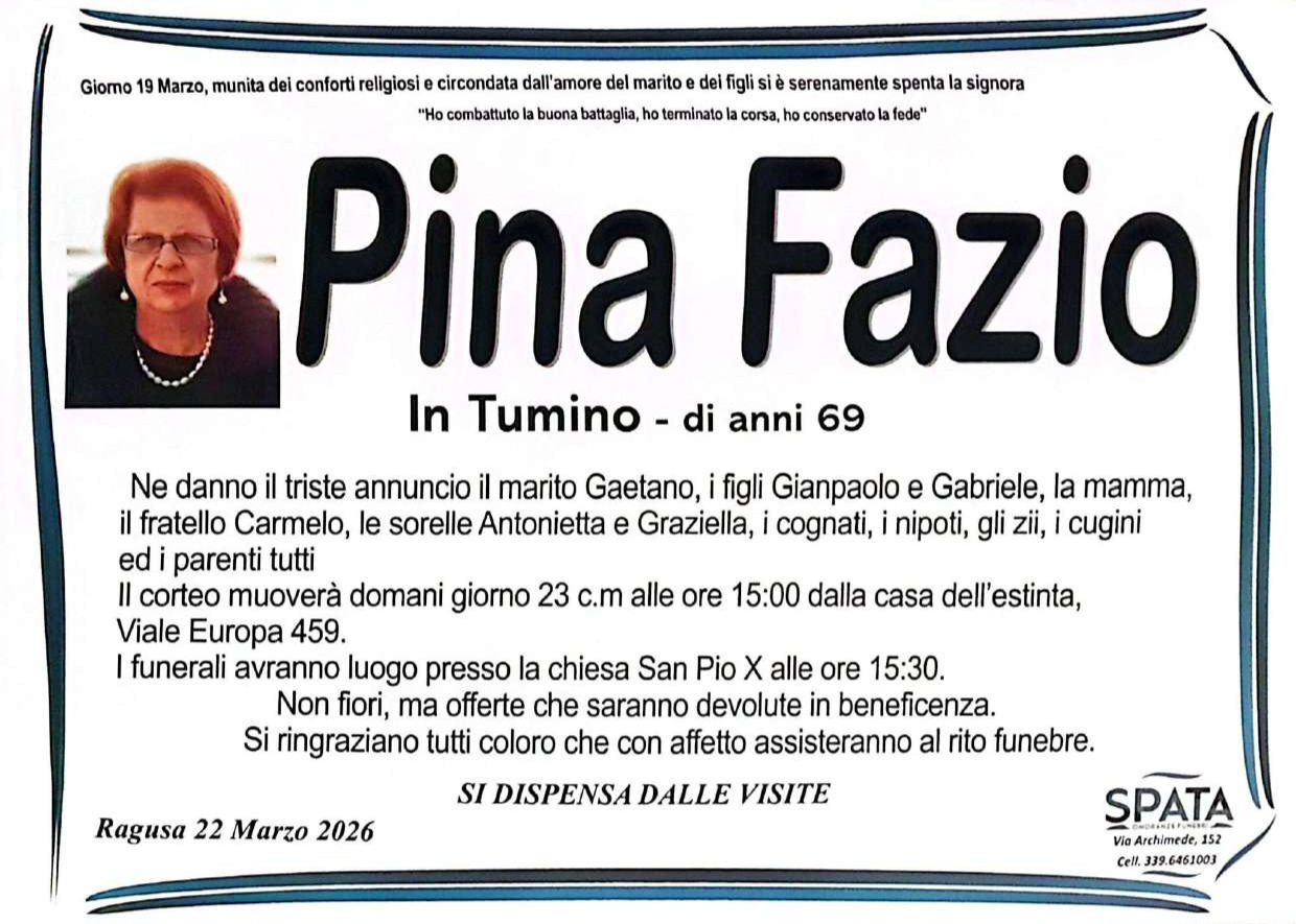 Necrologi: Pina Fazio