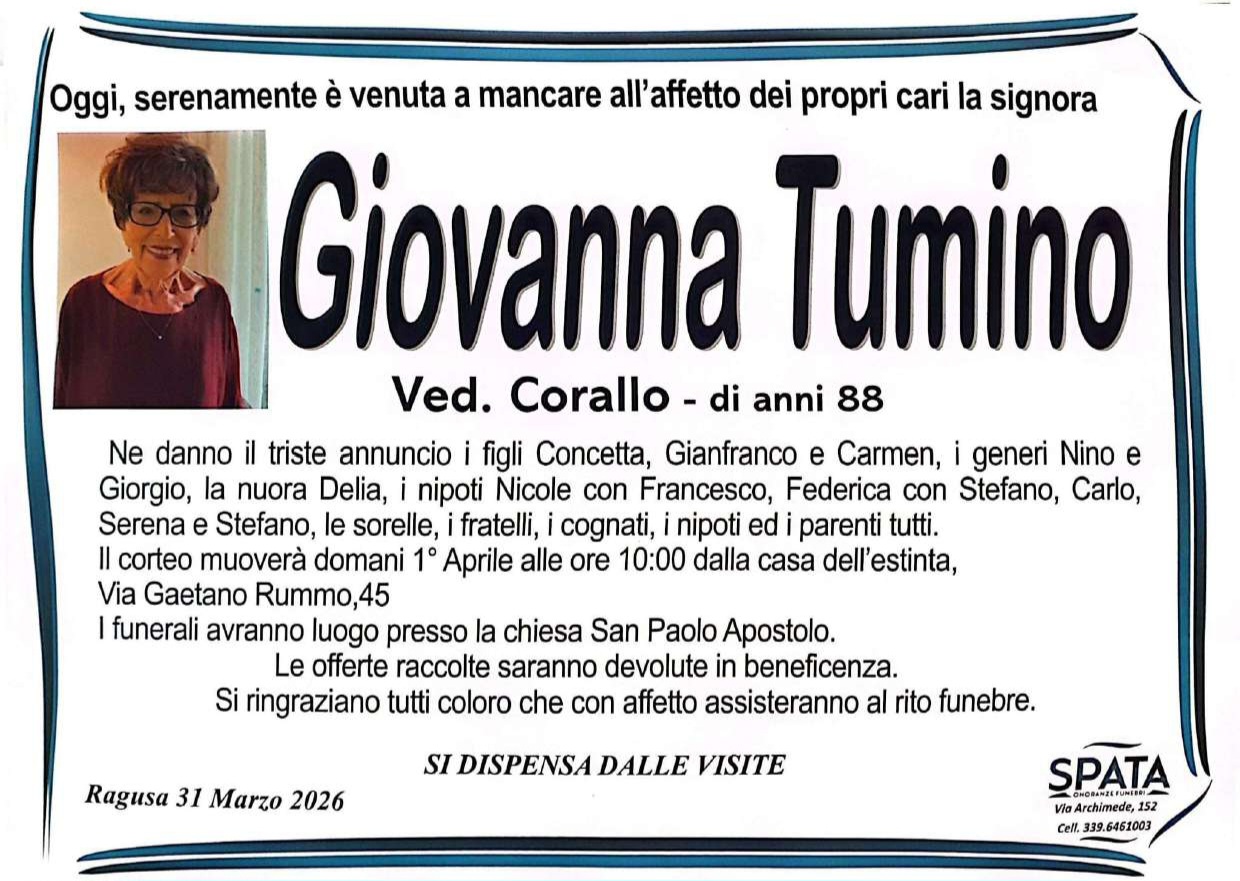 Necrologi: Giovanna Tumino
