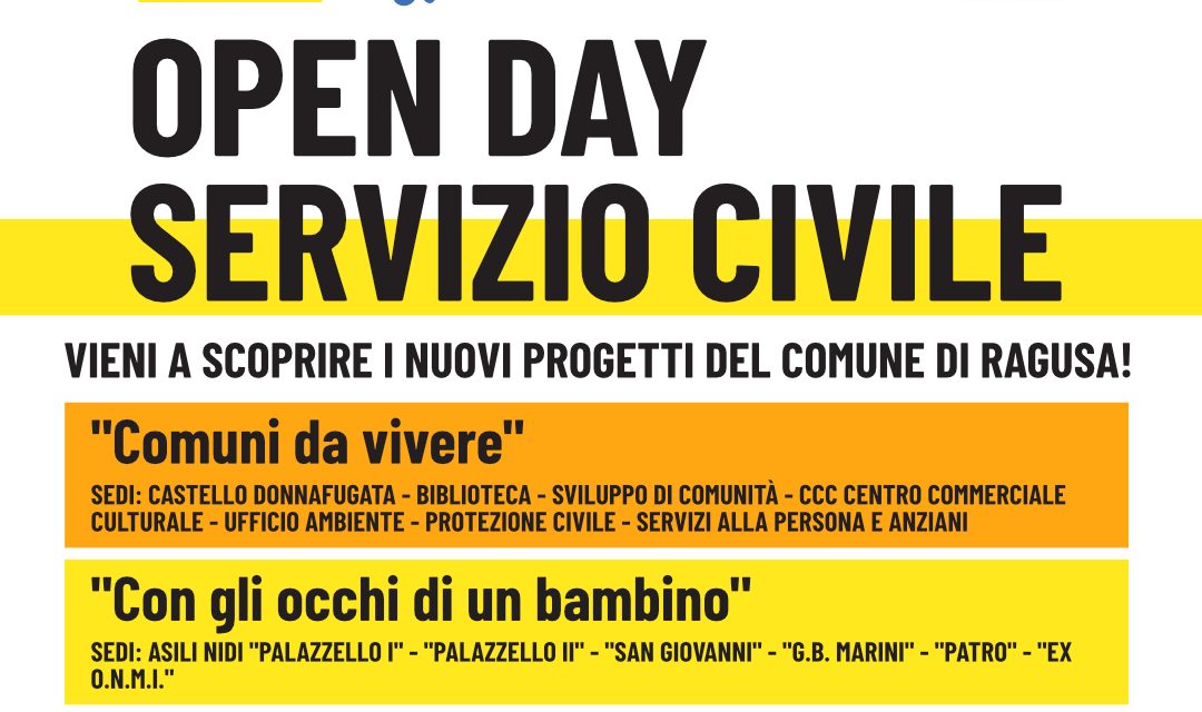 Ragusa: Open Day Servizio Civile Universale, 47 posti per i giovani